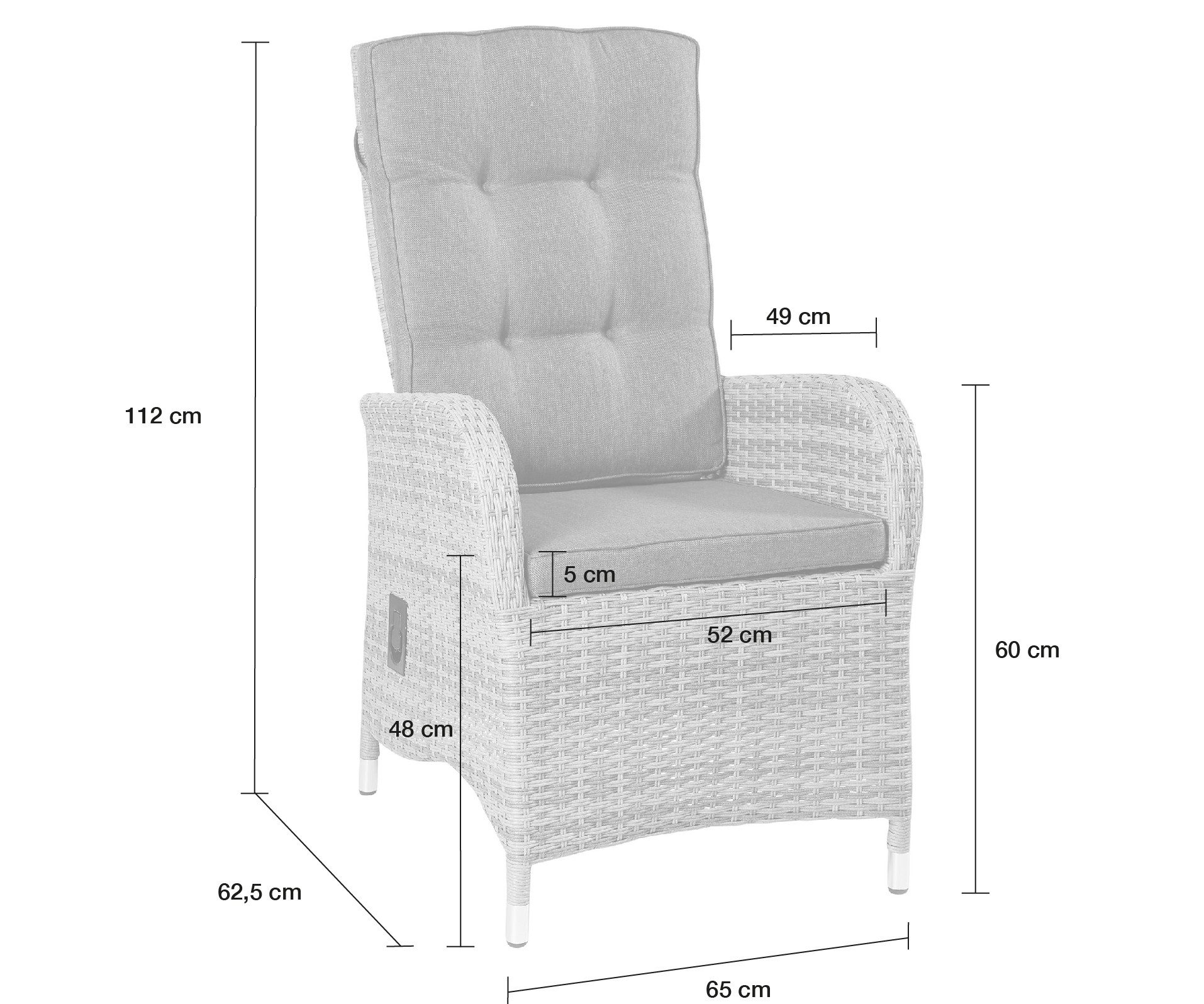 LC Garden Gartenstuhl Positionsstuhl Verstellsessel Turin Dining natur