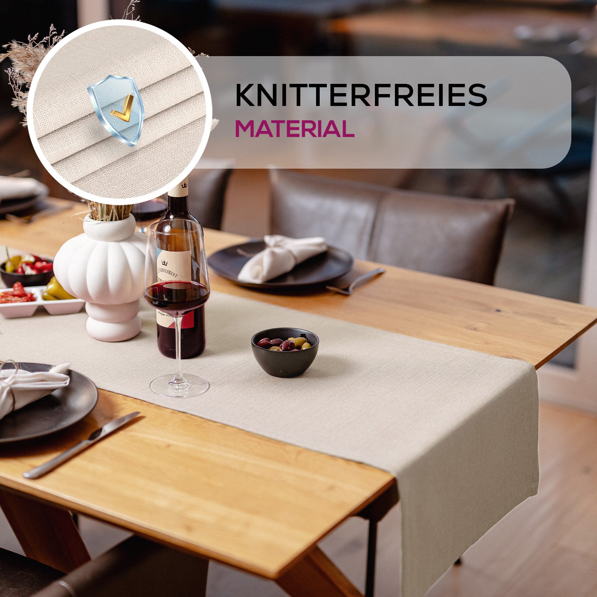 Beautex Tischdecke Lina elegante Leinenoptik, viele Größen und Farben (1-tlg), Schmutzabweisend, knitterarm, sauber umnähmter Saum – Bild 4 von 5