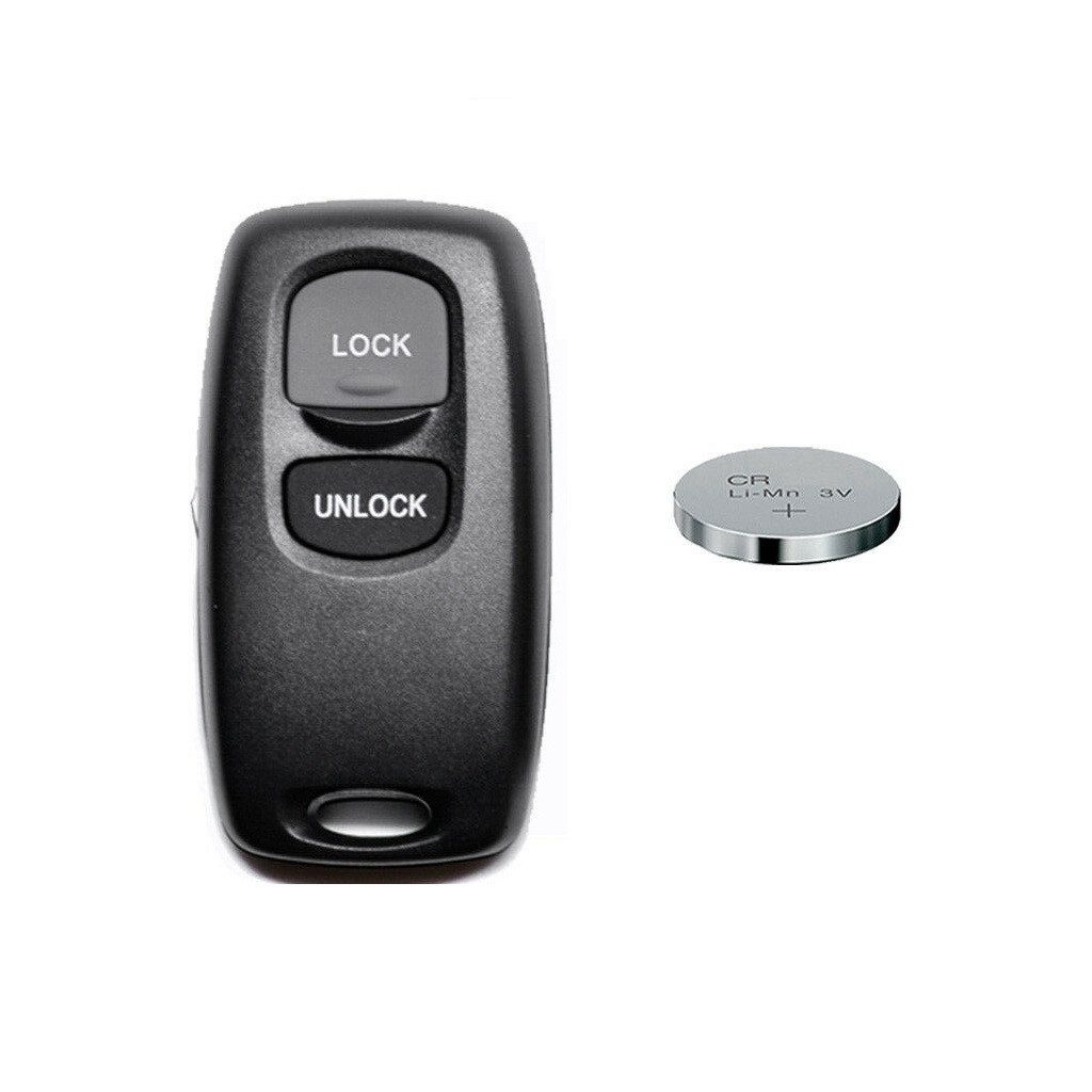 mt-key Auto Schlüssel Ersatz Gehäuse 2 Tasten + 1x passende CR2025 Knopfzelle, CR2025 (3 V), für Mazda Funk Fernbedienung