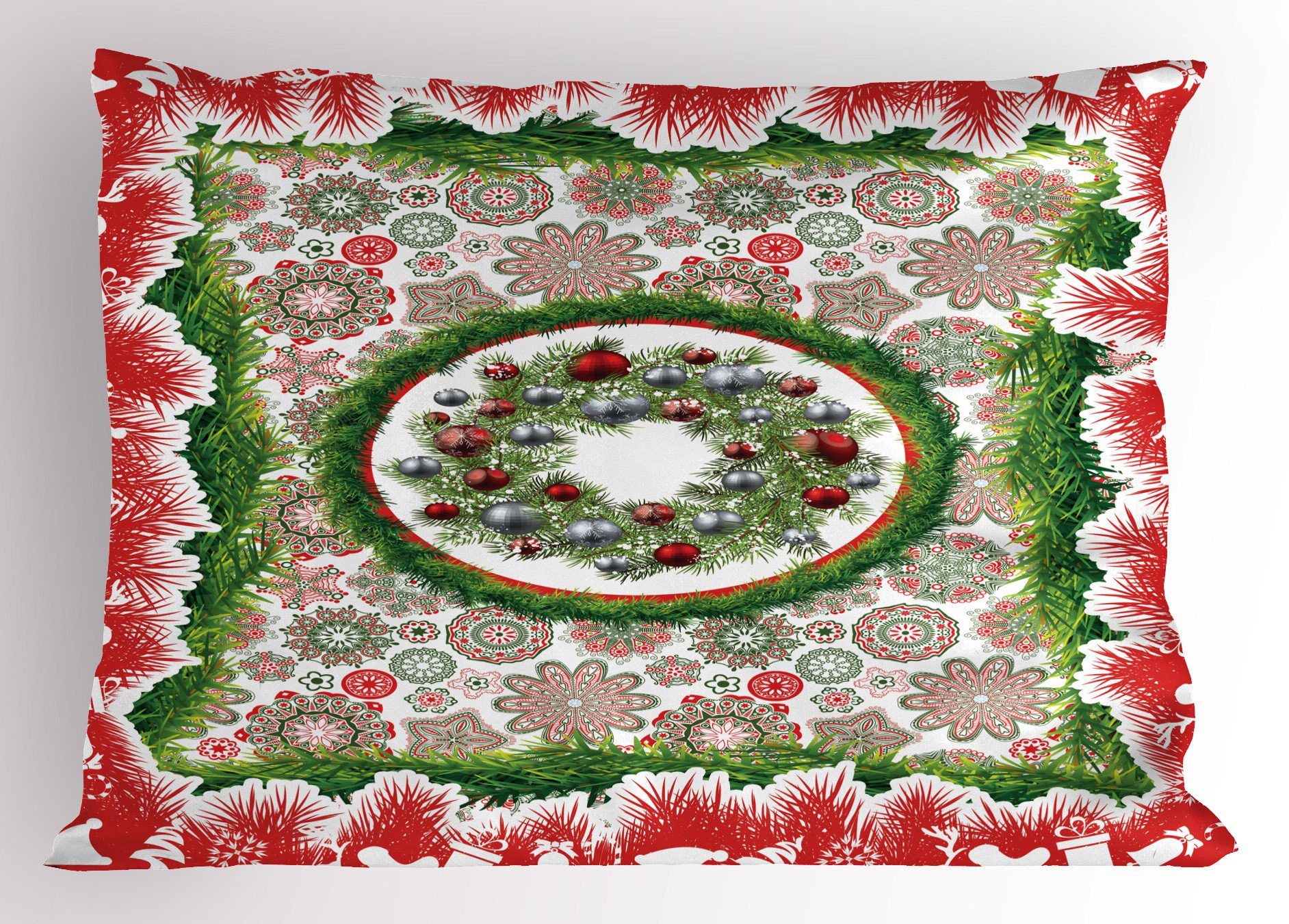 Kissenbezüge Dekorativer Standard King Size Gedruckter Kissenbezug, Abakuhaus (1 Stück), Weihnachten Fir-Kranz Ornamente
