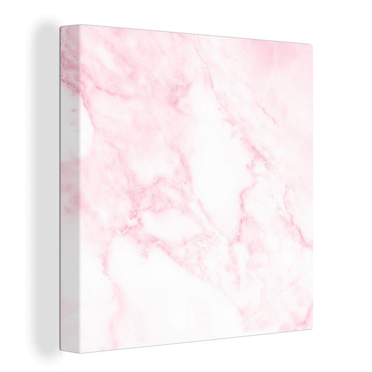 (1 St), Leinwand Leinwandbild Weiß - - - Wohnzimmer Chic Marmor Schlafzimmer Rosa OneMillionCanvasses® - Marmoroptik, für Bilder
