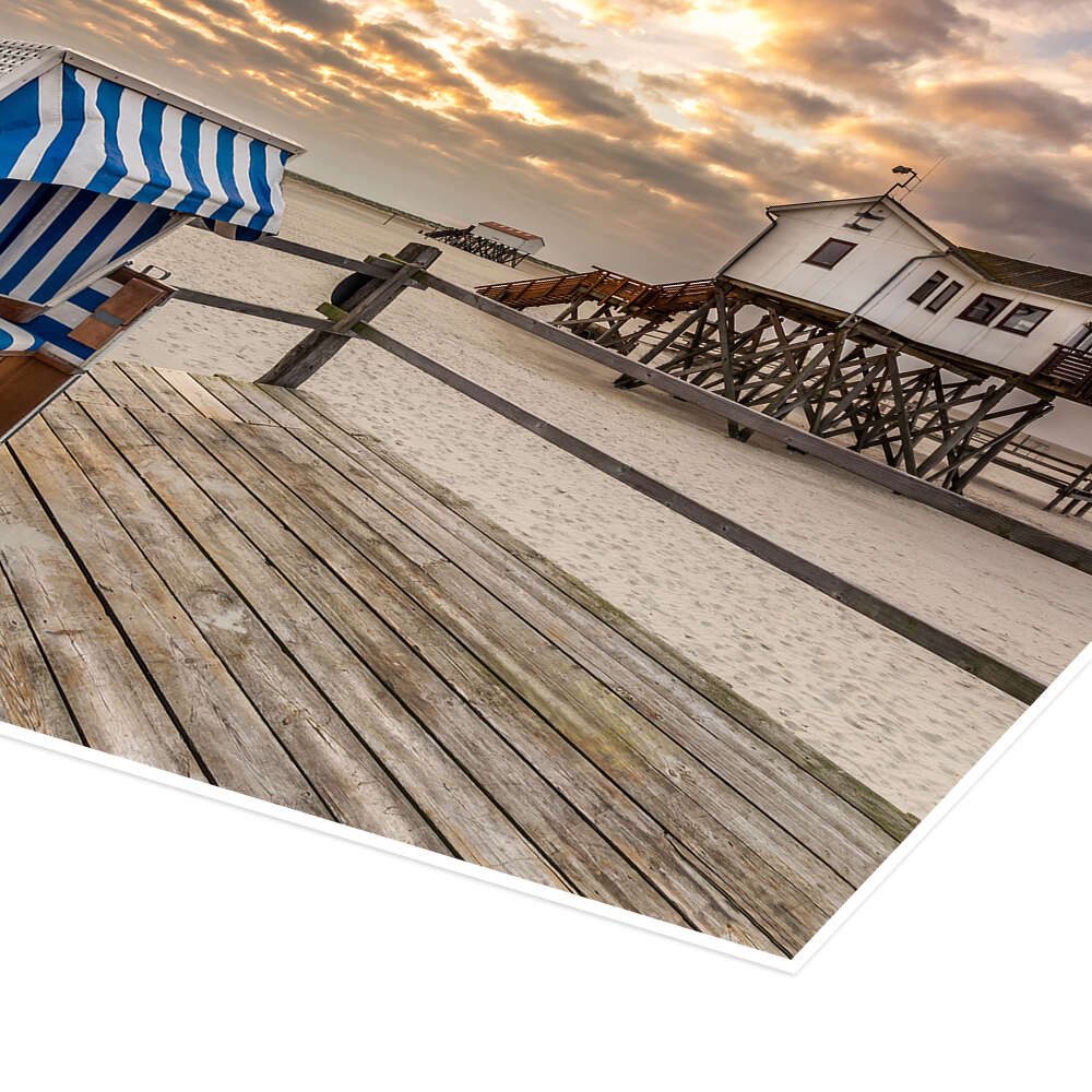 Posterlounge Wandbild Morgens am Nordsee Strand von Sankt Peter-Ording, Dennis Stracke, erhältlich als Poster, Leinwandbild, Wandsticker oder Acrylglasbild