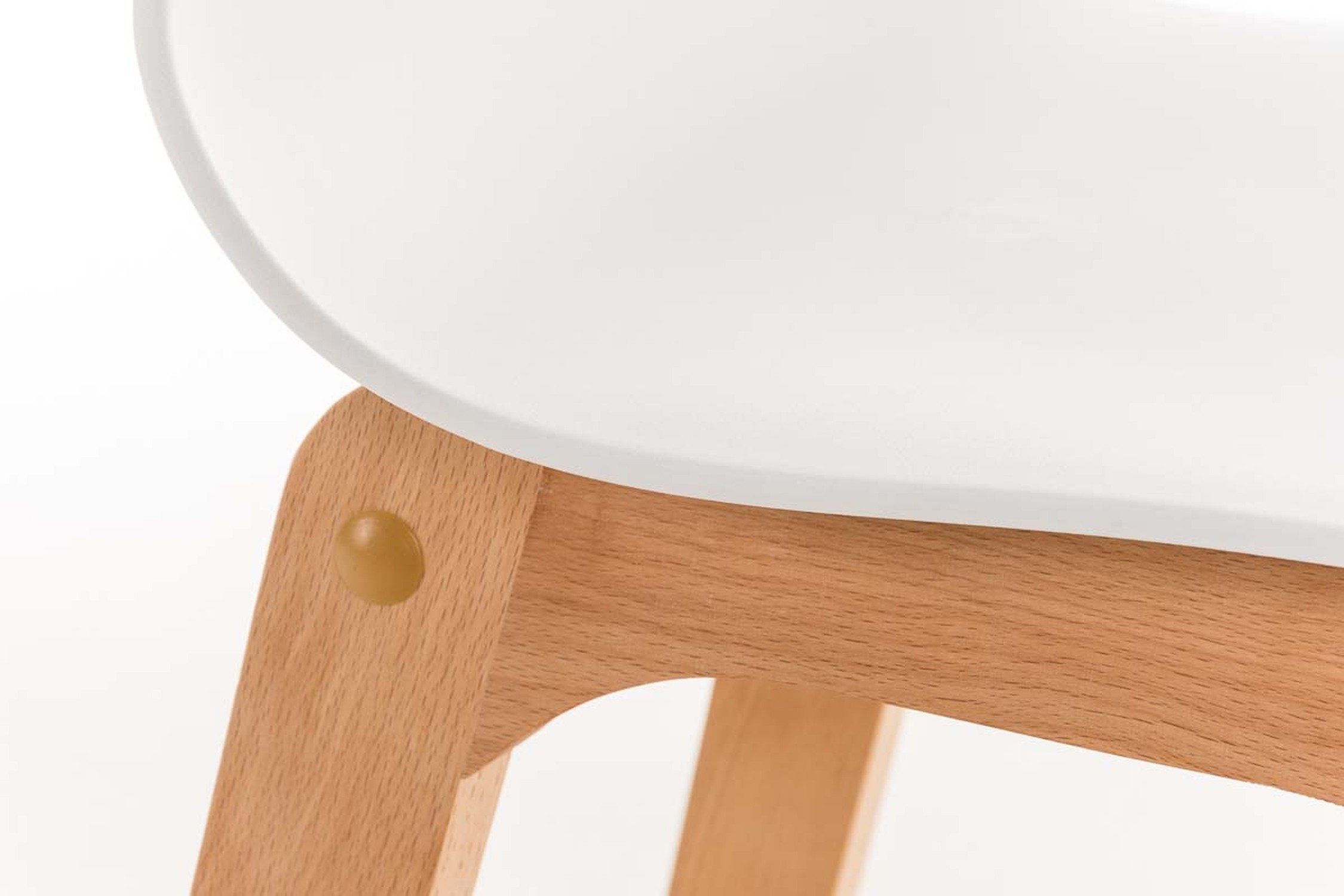 TPFLiving Barhocker Hoover Sitzfläche: (mit Kunststoff - Fußstütze Hocker Küche Weiß & Gestell - - für Theke hellbraun Tresenhocker), Metall
