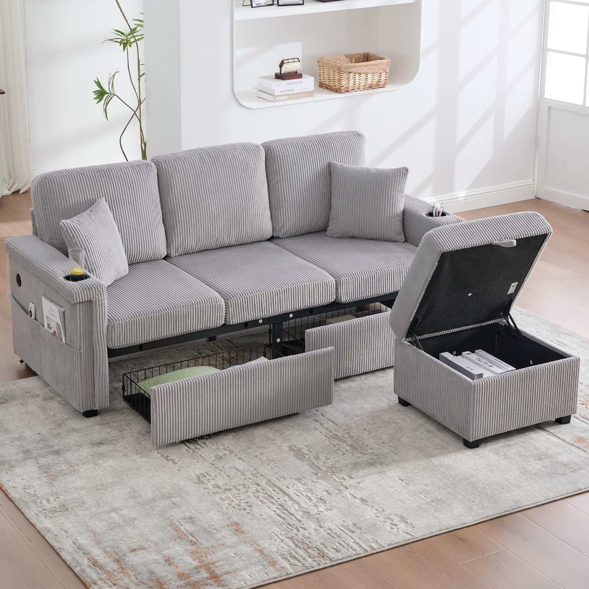 KLAM HOME Sofa Hochwertiges 3-Sitzer Samtsofa günstig online kaufen