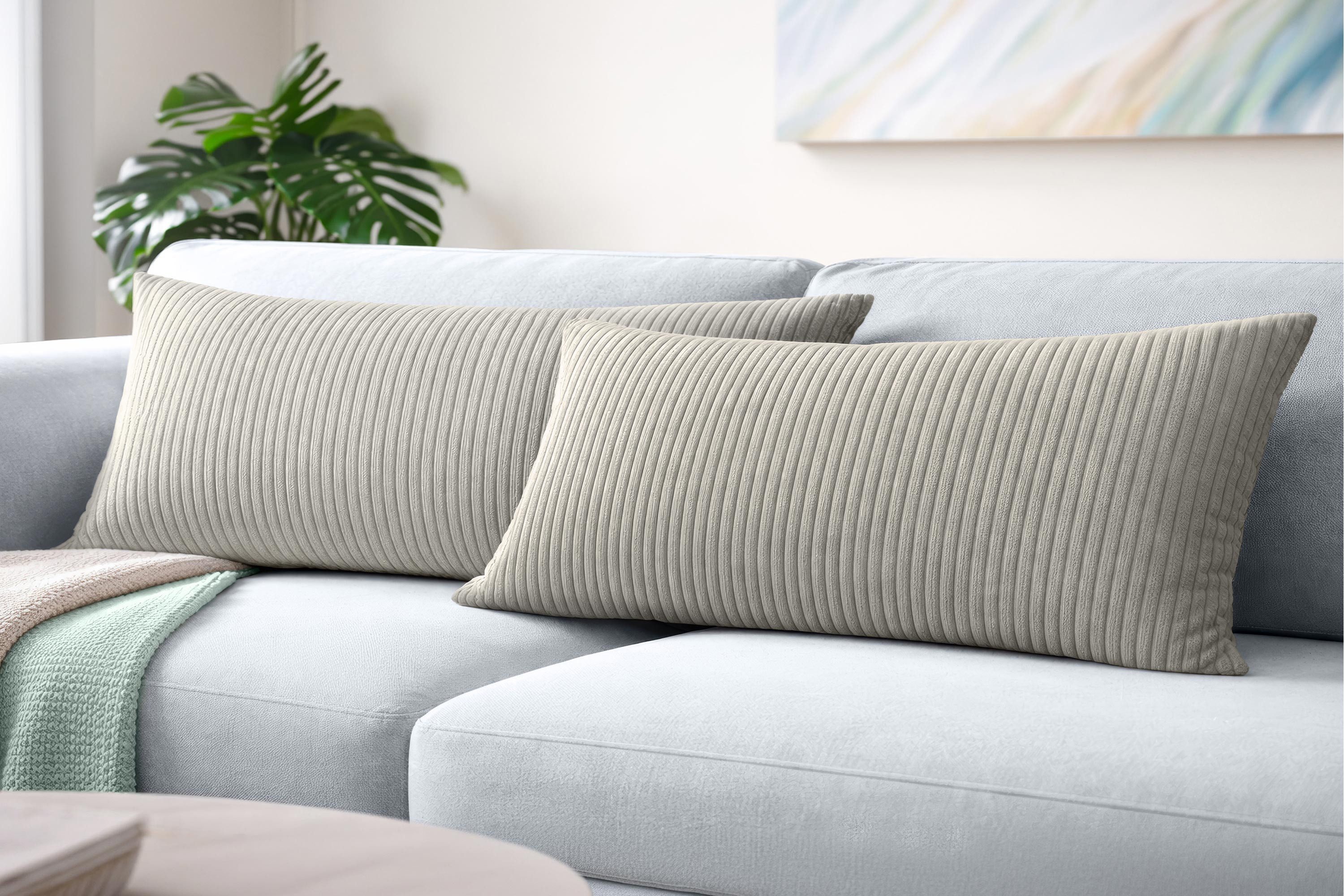 Amilian Kissenbezüge 40x80 cm 2er Set Cord-Optik Hotelverschluss - Zierkissenhülle Sofa, weich, pflegeleicht, formstabil