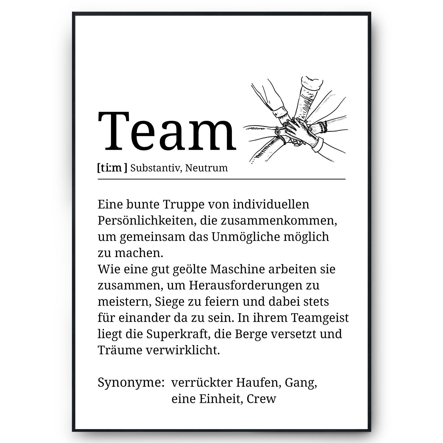 Tigerlino Poster Team Definition Kollegen Geschenk Arbeit Büro Dekoration M günstig online kaufen