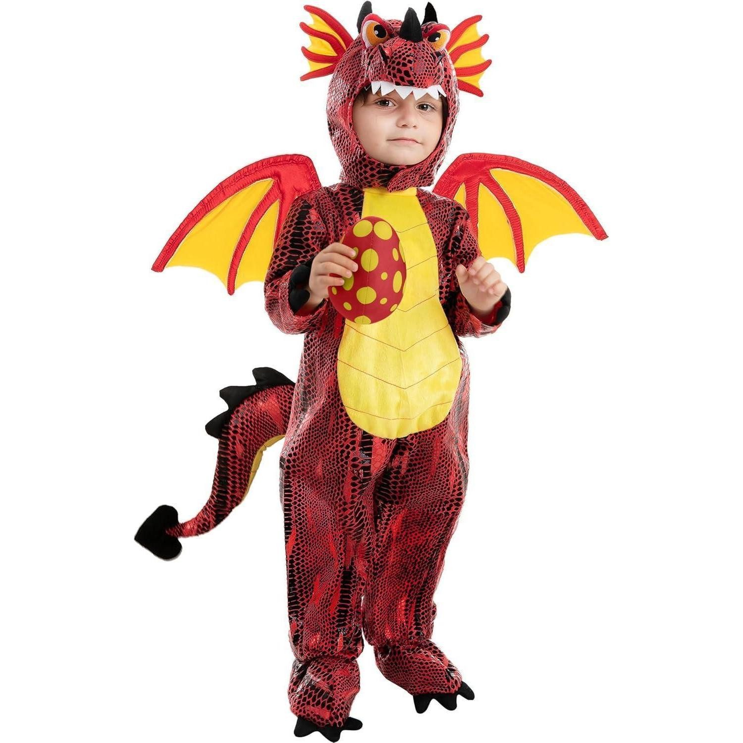 LuxusKollektion Monster-Kostüm Kleines Drachen-Kostüm für Jungen und Mädchen 5-7 Jahre Halloween Rot