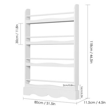 Homfa Bücherregal, Kinder-Bücherregal Kinderregal mit 4 Ablagen Wandregal