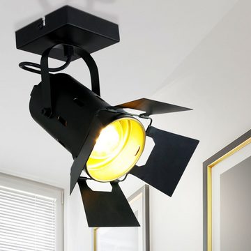 Steinhauer LIGHTING LED Deckenspot, Leuchtmittel nicht inklusive, VINTAGE Decken Leuchte Dielen Studio Strahler Lampe schwarz-gold Spot