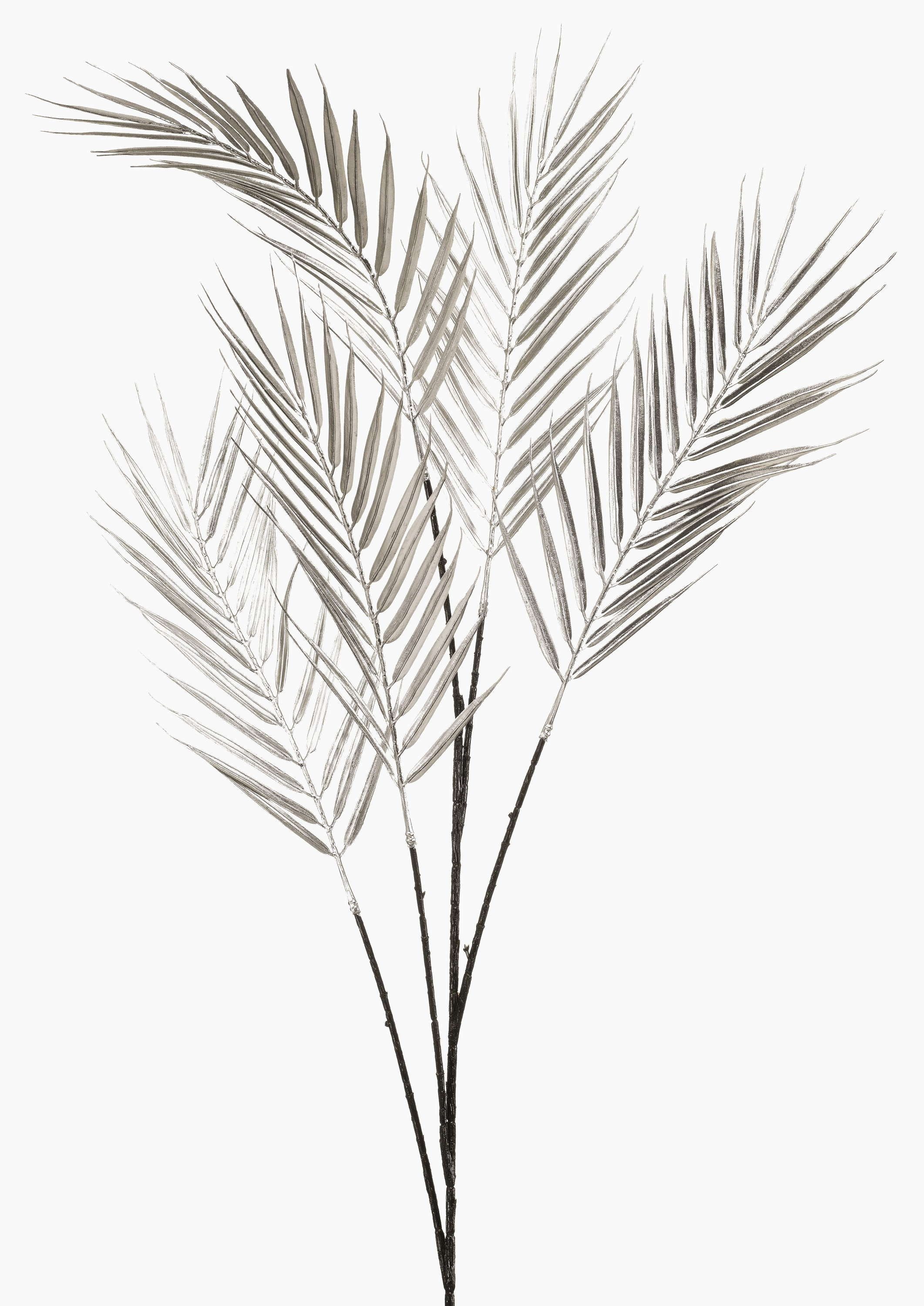 Kunstzweig Kunststoff Goldfruchtpalmen Zweig LARMO, metallic-Silber, 115cm Goldfruchtpalme, artplants, Höhe 115.0 cm