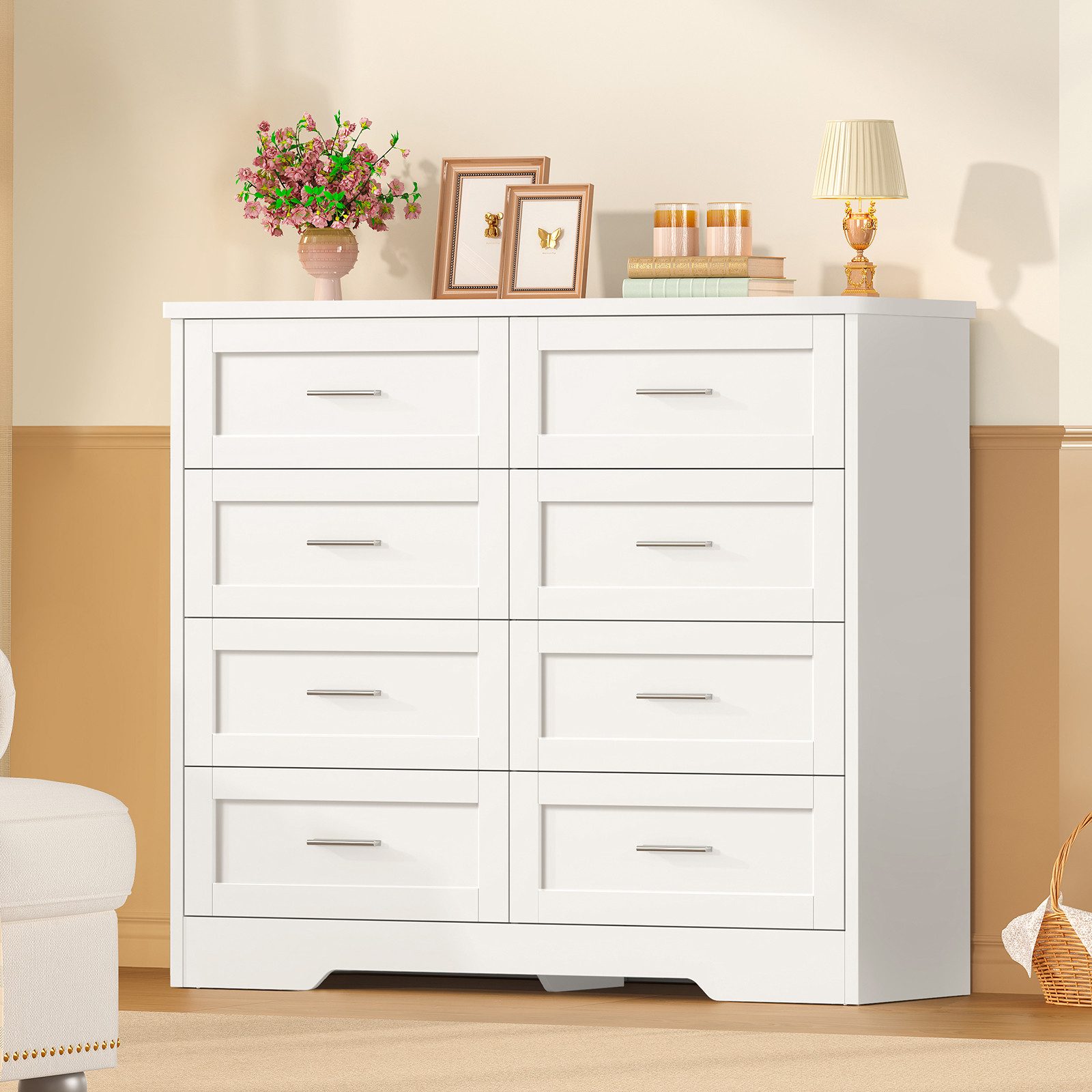 TEENFON Kommode mit 4/5/6/8 Schubladen, weiß (1 St), Sideboard für das Wohnzimmer
