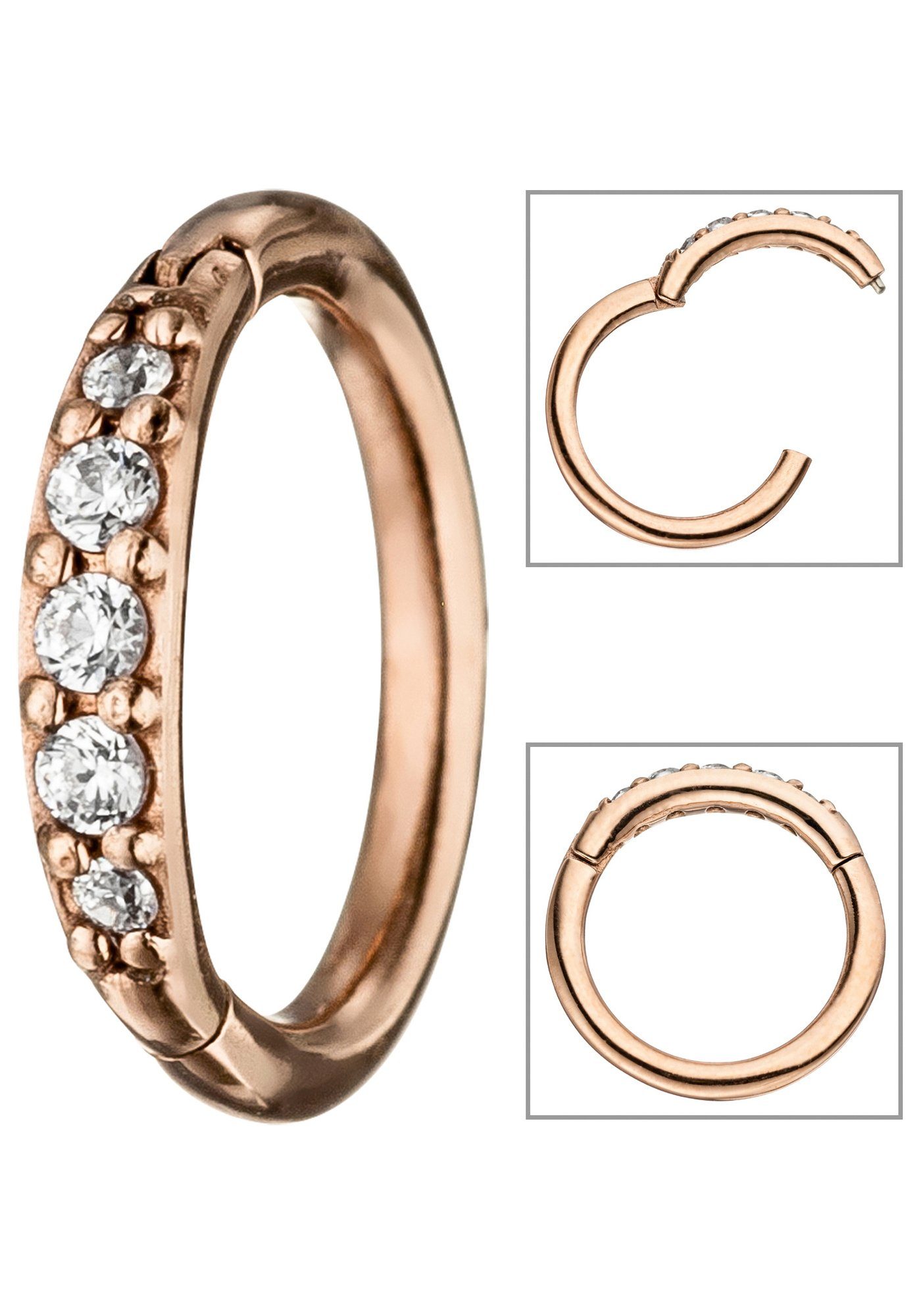 JOBO Nasenpiercing, Segmentring Edelstahl roségoldfarben