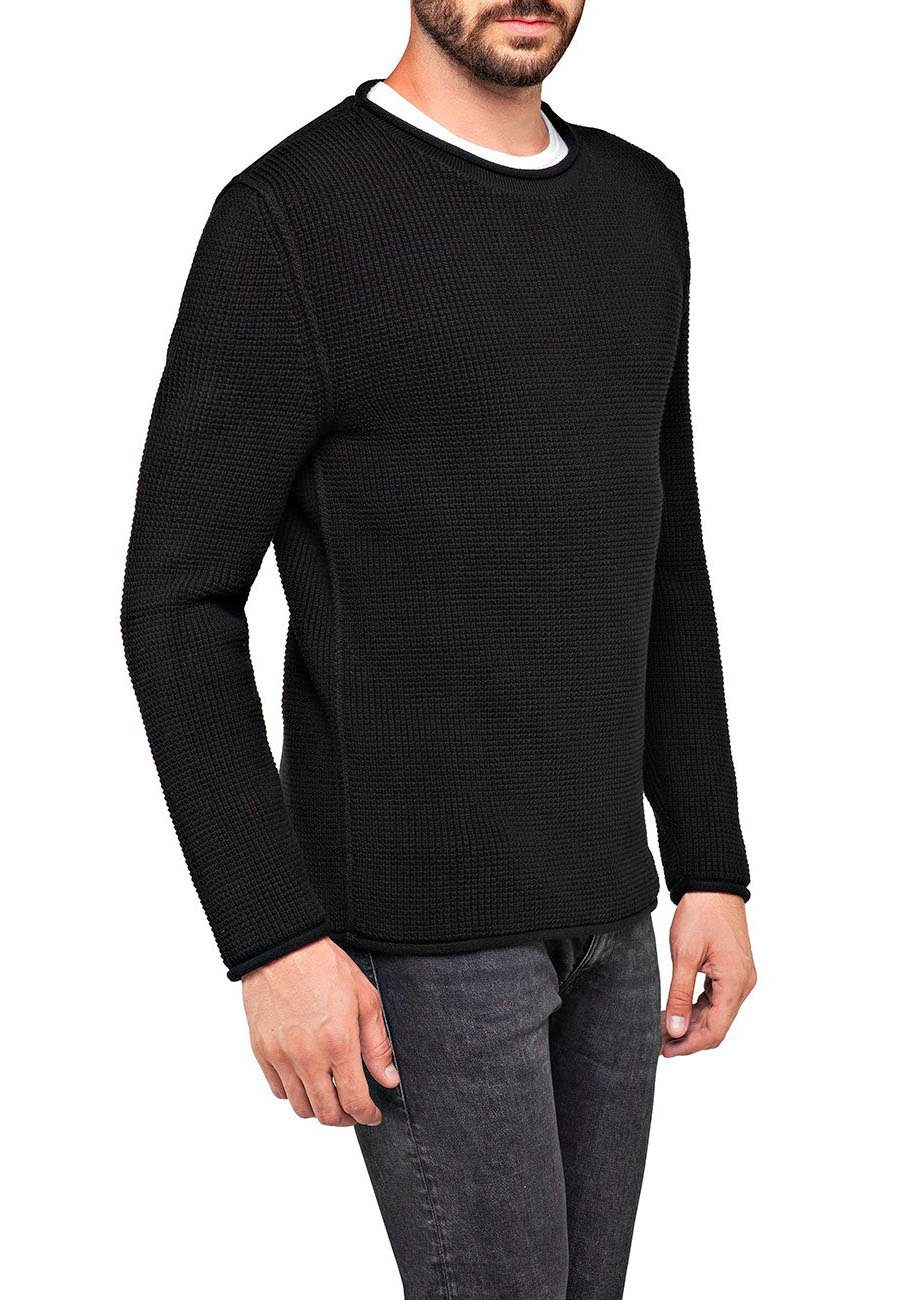 Replay Strickpullover mit Struktur in Baumwollqualität black