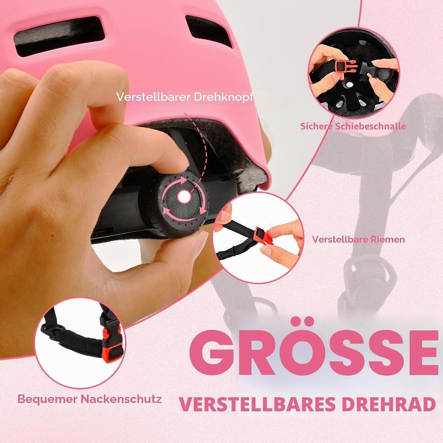 LuxusKollektion Schutzhelm Fahrradhelm Kinder Jungen Mädchen Jugend Erwachsene L Rosa