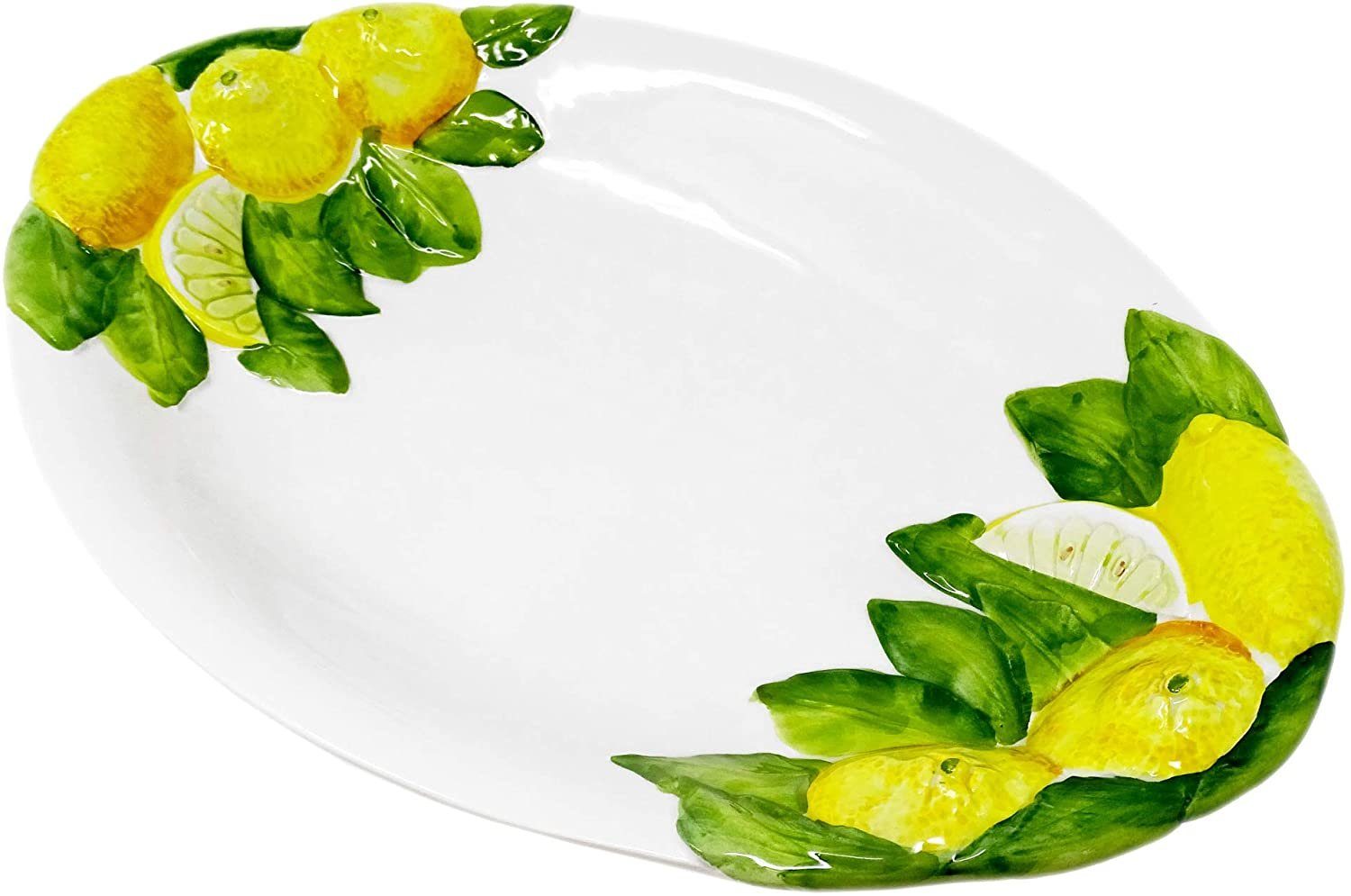 Lashuma Obstschale Zitrone, Keramik, (1-tlg), Flache Servierschüssel oval 38x26 cm
