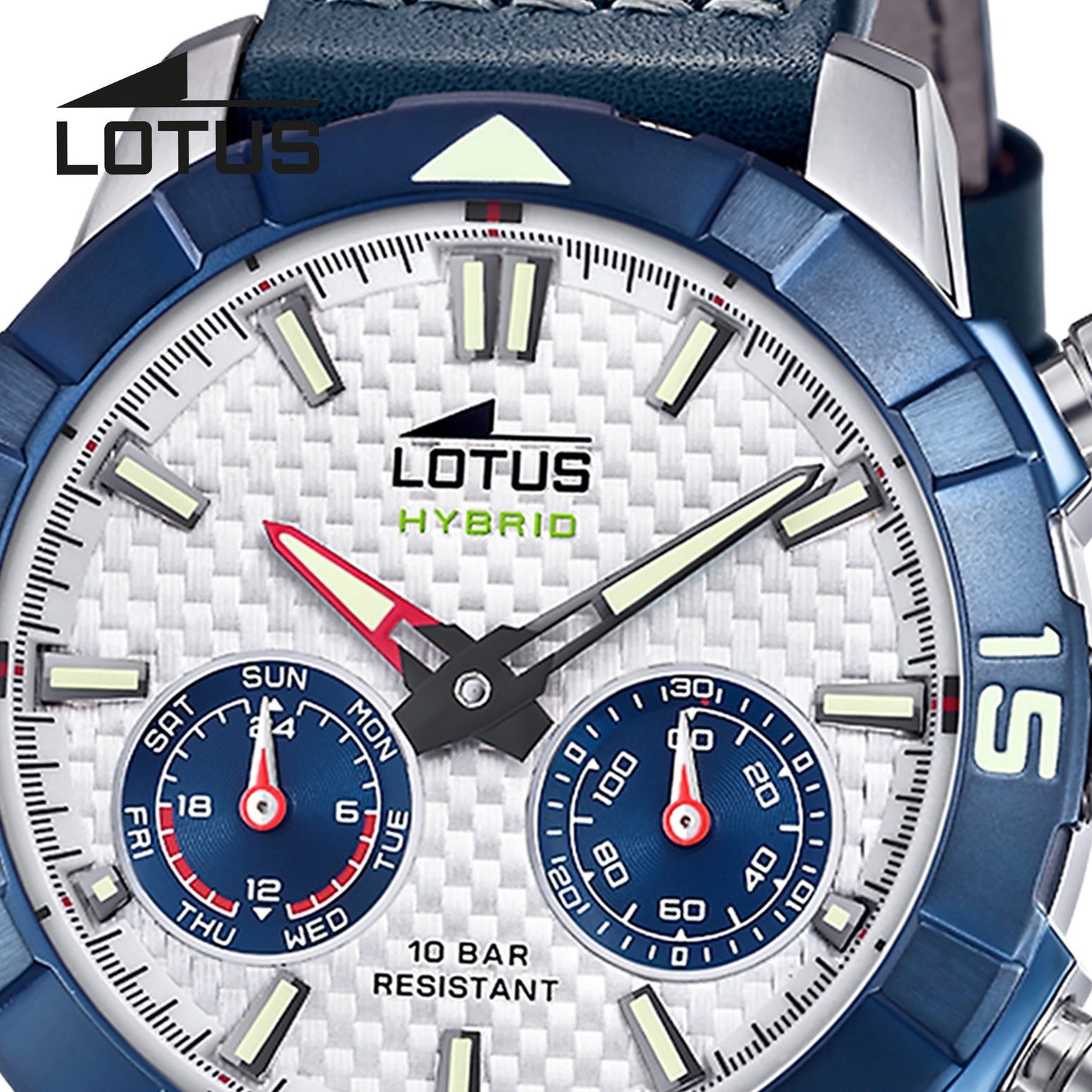 Lotus Chronograph Lotus Herrenuhr Leder blau Lotus Classic, (Chronograph), Herren Armbanduhr rund, groß (ca. 45mm), Edelstahl