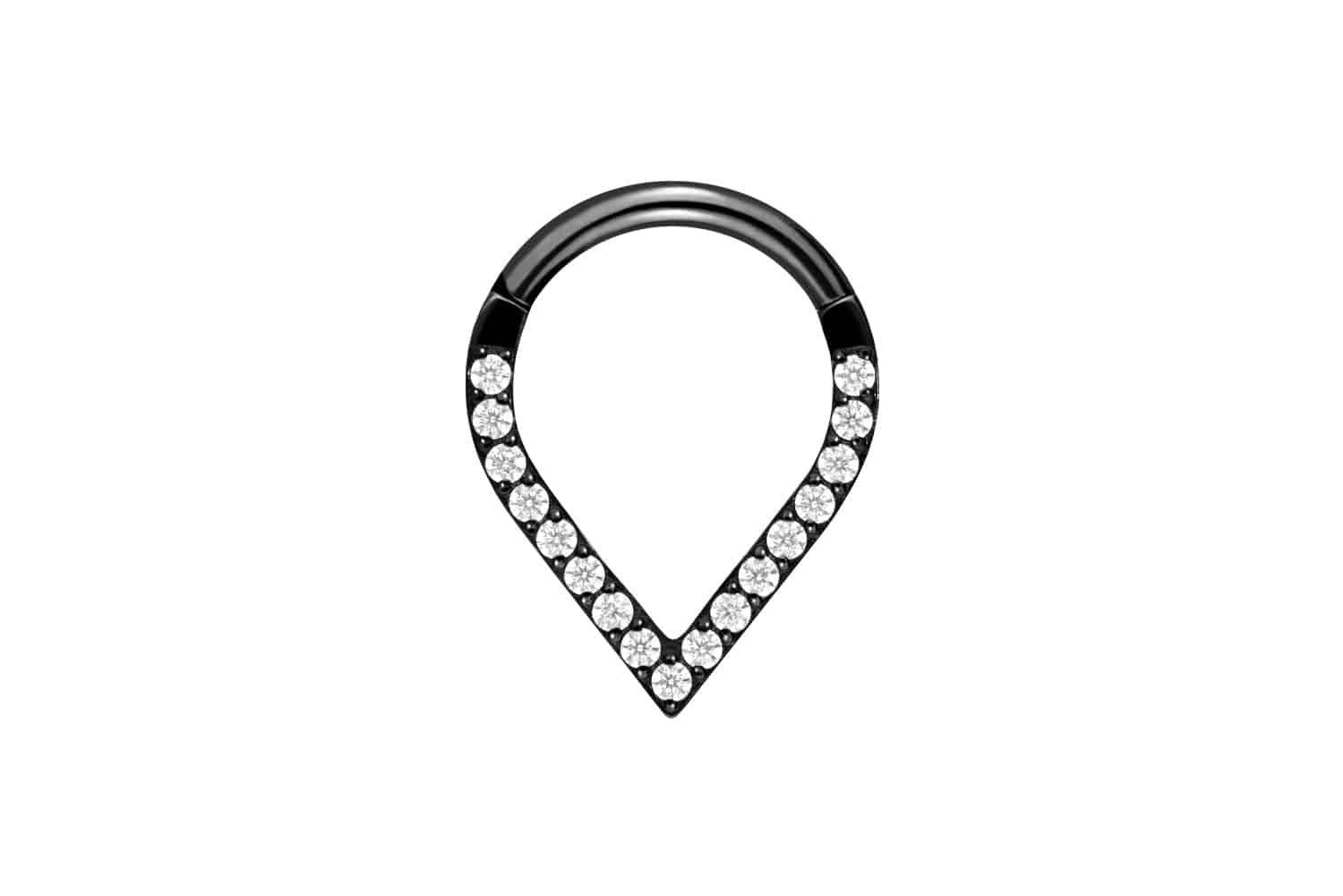 Nasenpiercing Titan Segmentring Clicker SPITZ + EINGEFASSTE KRISTALLE Ohrpiercing