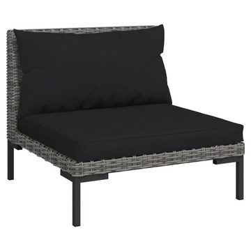 furnicato Garten-Essgruppe 9-tlg. Garten-Lounge-Set mit Kissen Rund Rattan Dunkelgrau