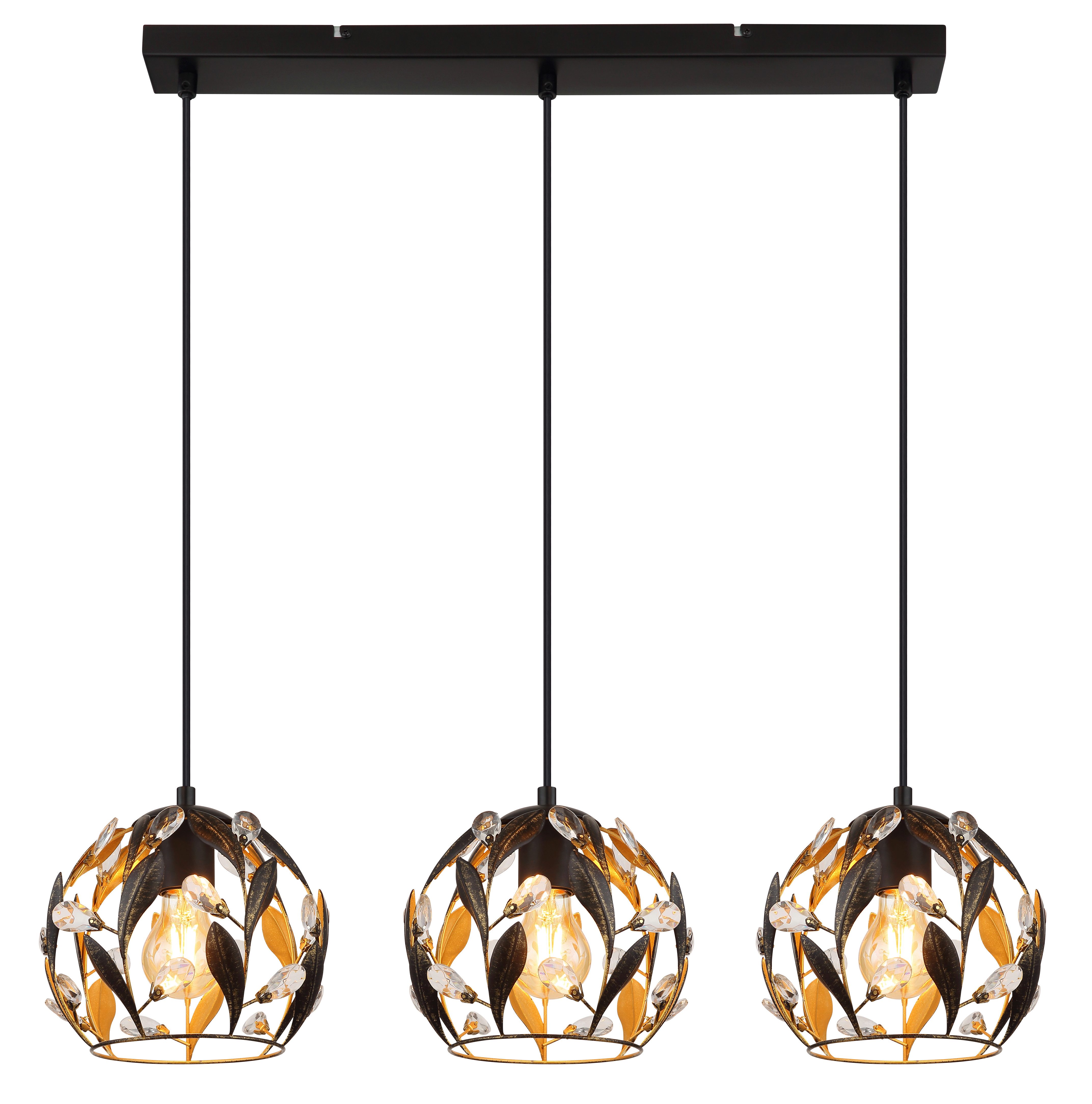 GLOBO LIGHTING Hängeleuchte MIKA, ohne Leuchtmittel, Hängeleuchte für Esszimmer schwarz gold