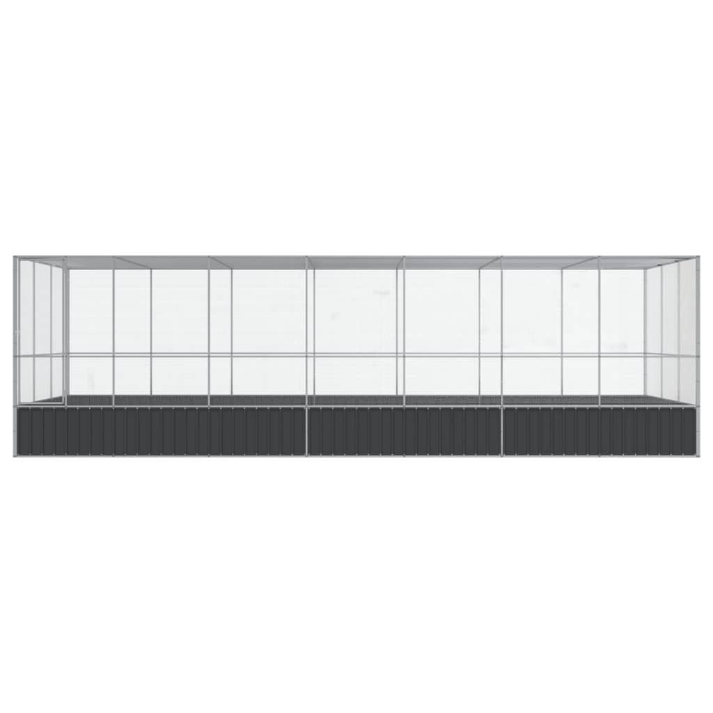 vidaXL Voliere, Voliere mit Erweiterung Silbern 725x307x212 cm Stahl