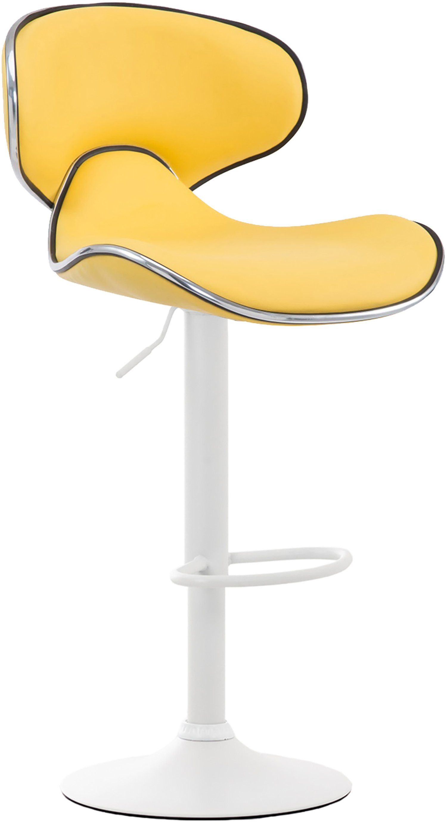 TPFLiving Barhocker Las-Palmas (mit hoher Rückenlehne - höhenverstellbar - Hocker für Theke & Küche), 360° drehbar - Gestell: Metall weiß - Sitzfläche: Kunstleder Gelb