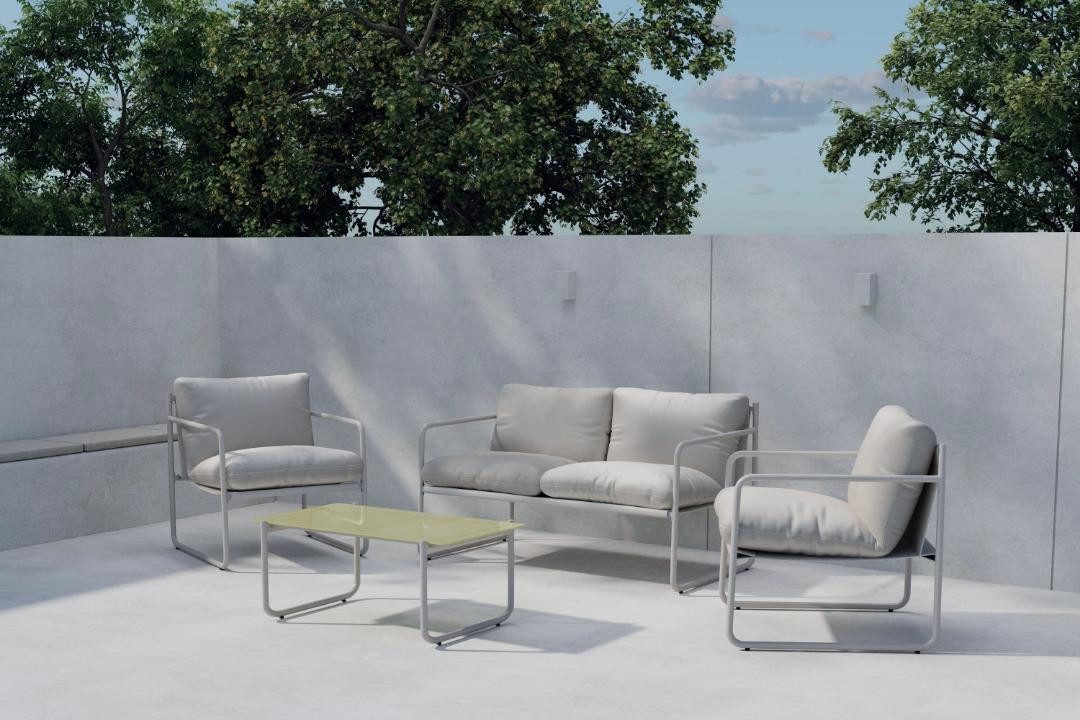 ebuy24 Gartenlounge-Sessel Thassos Sofaset grau.