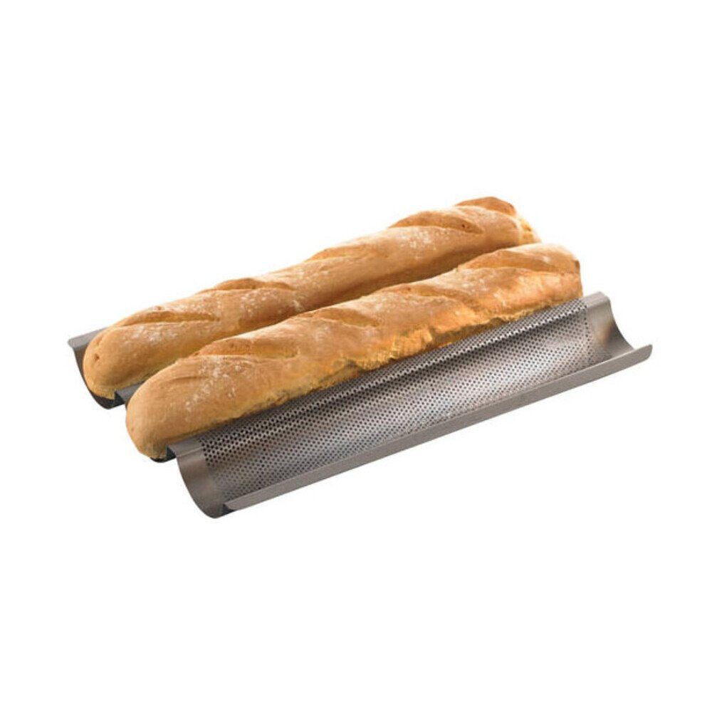 RBV Birkmann Baguetteblech Baguette-Blech 38x29 cm Laib & Seele anthrazit, Perforierter Karbonstahl mit exzellenter Marken-Antihaftbeschichtung, (1-St), Baguett – Bild 2 von 5