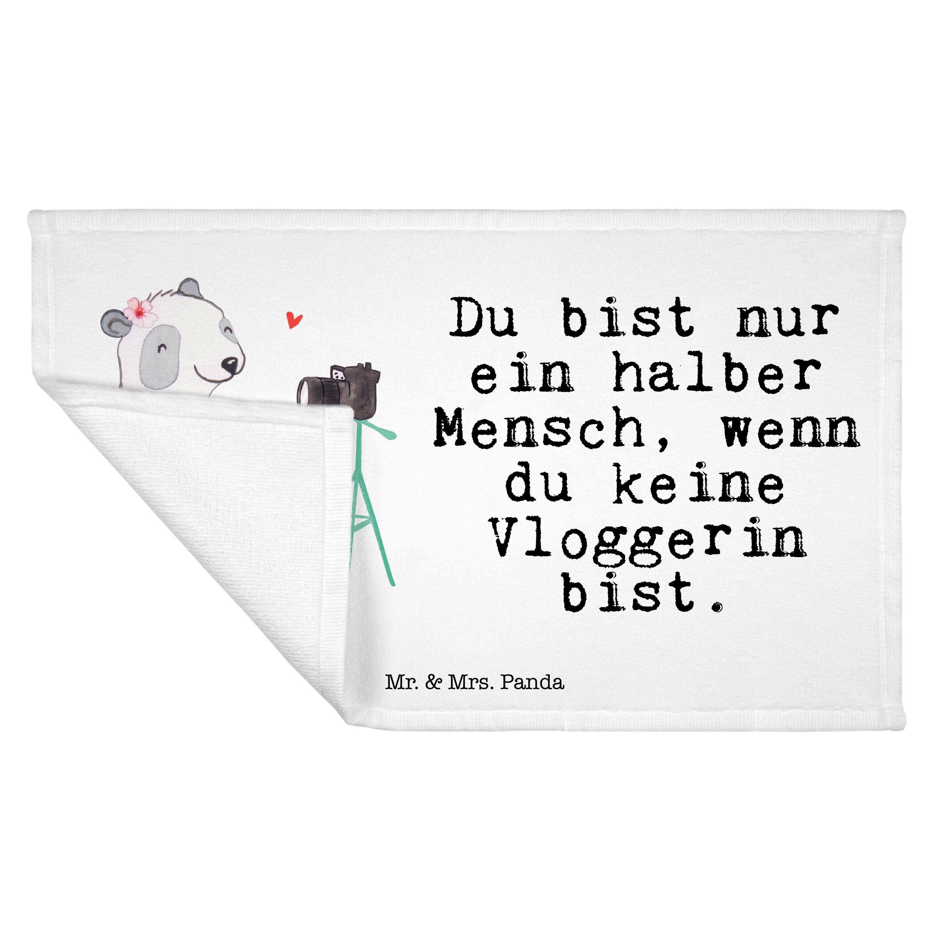 Mr. & Herz Vloggerin (1-St) Mrs. Panda Reisehandtuch, - Weiß Geschenk, mit Handtuch Handtuch, Sport 