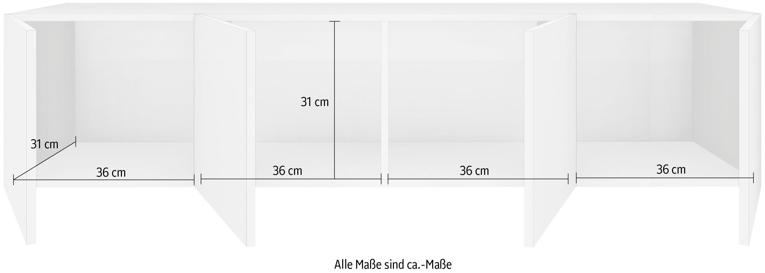 Vaasa, Hochglanz cm, Lowboard Möbel matt/graphit 152 Breite hängend nur weiß borchardt