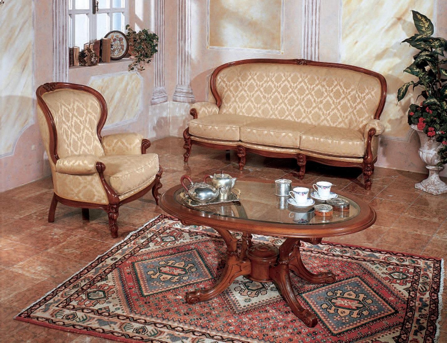 Xlmoebel Polstergarnitur Elegante Sofagarnitur im italienischen Design mit Couchtisch, (3-tlg., 3tlg. Wohnzimmer Set(Sofa 3 Sitzer + Sessel + Couchtisch), Hergestellt in Europa