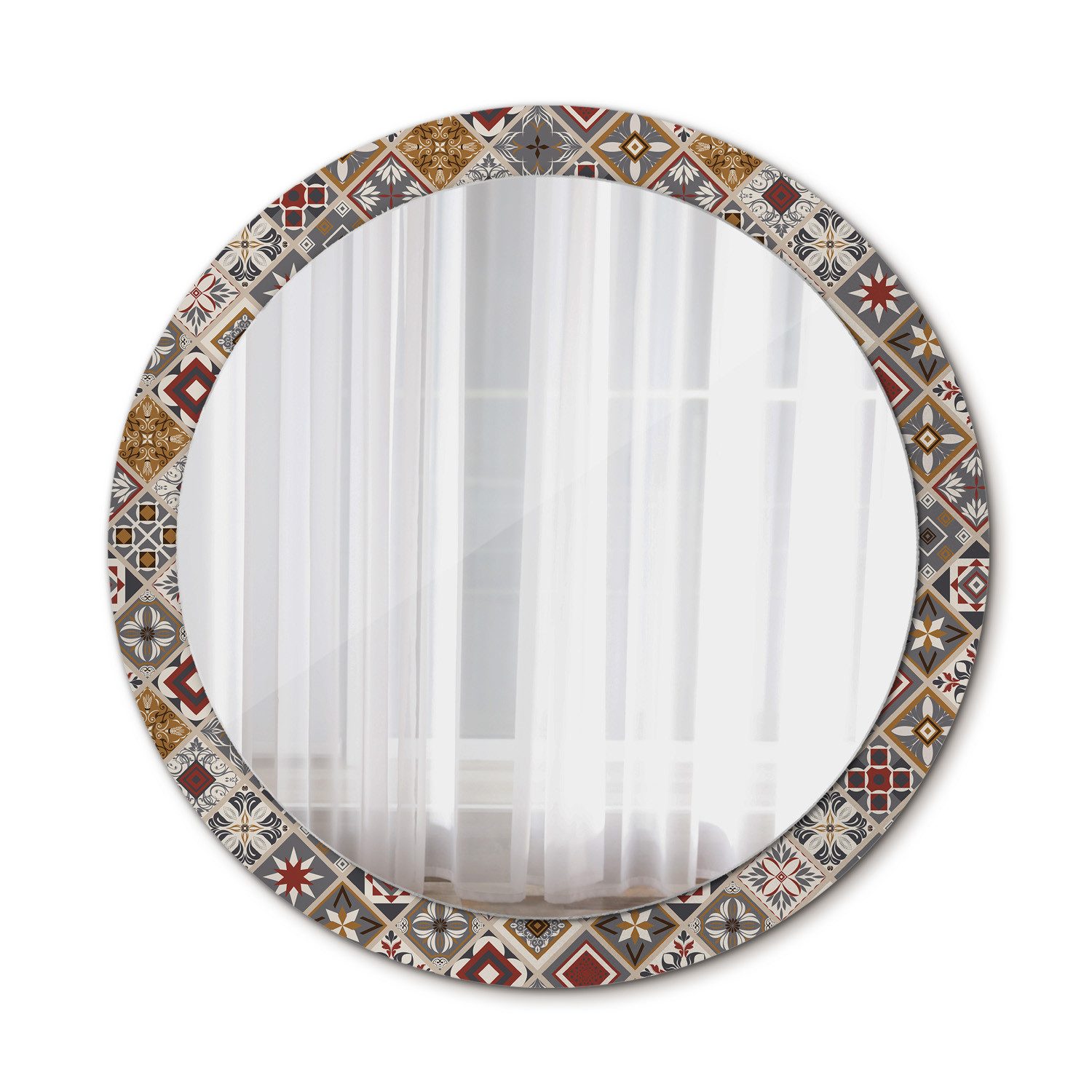 Tulup Wandspiegel Runder Deko Spiegel mit Modernem Aufdruck Rundspiegel Rund: Ø100cm, Runder Spiegel mit Modernem Aufdruck