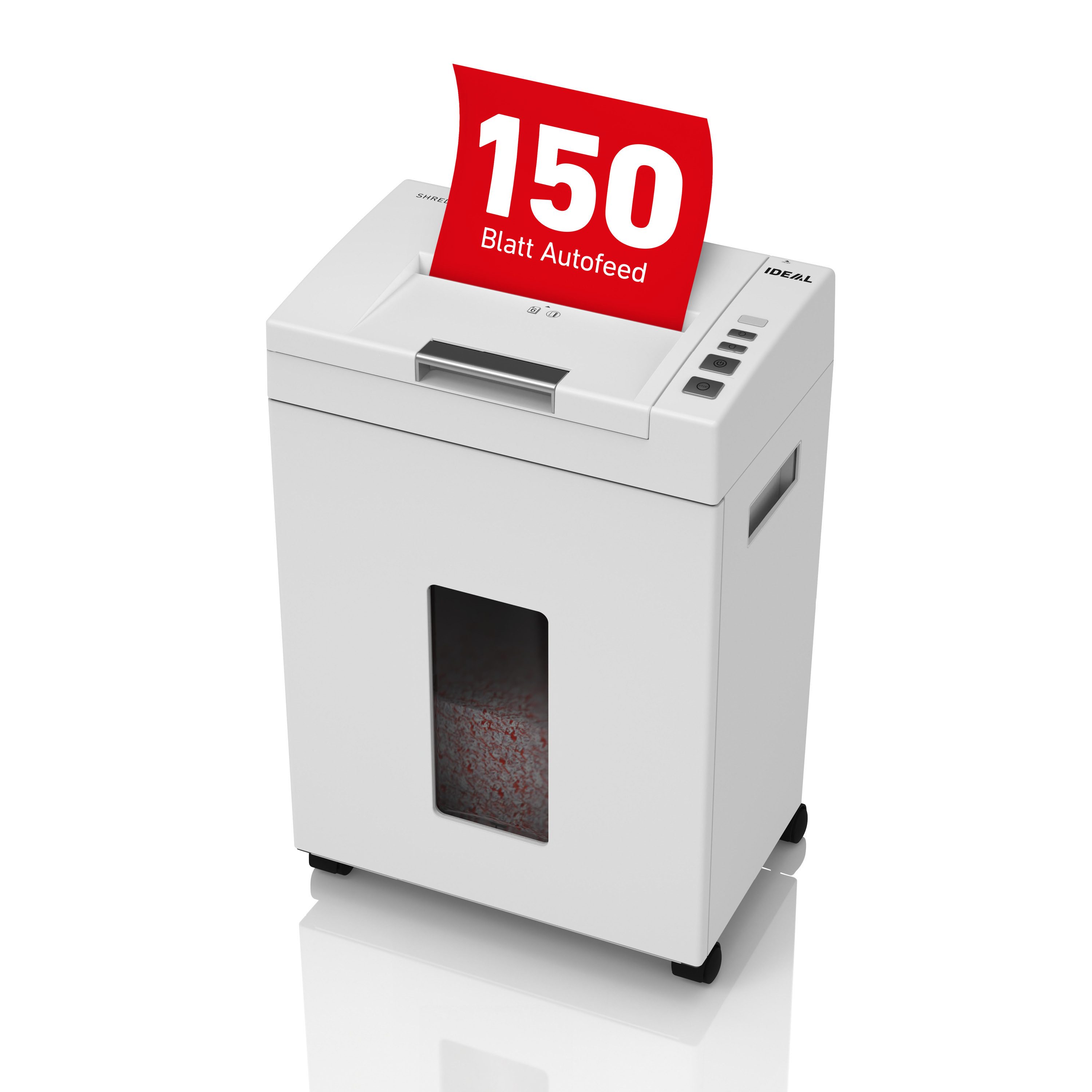IDEAL Aktenvernichter Autofeed IDEAL Shredcat 8291 CC, 4 x 10 mm Partikelschnitt, Sicherheitsstufe P-4, 150 Blatt Autofeed, 21 Liter, DSGVO-sicher