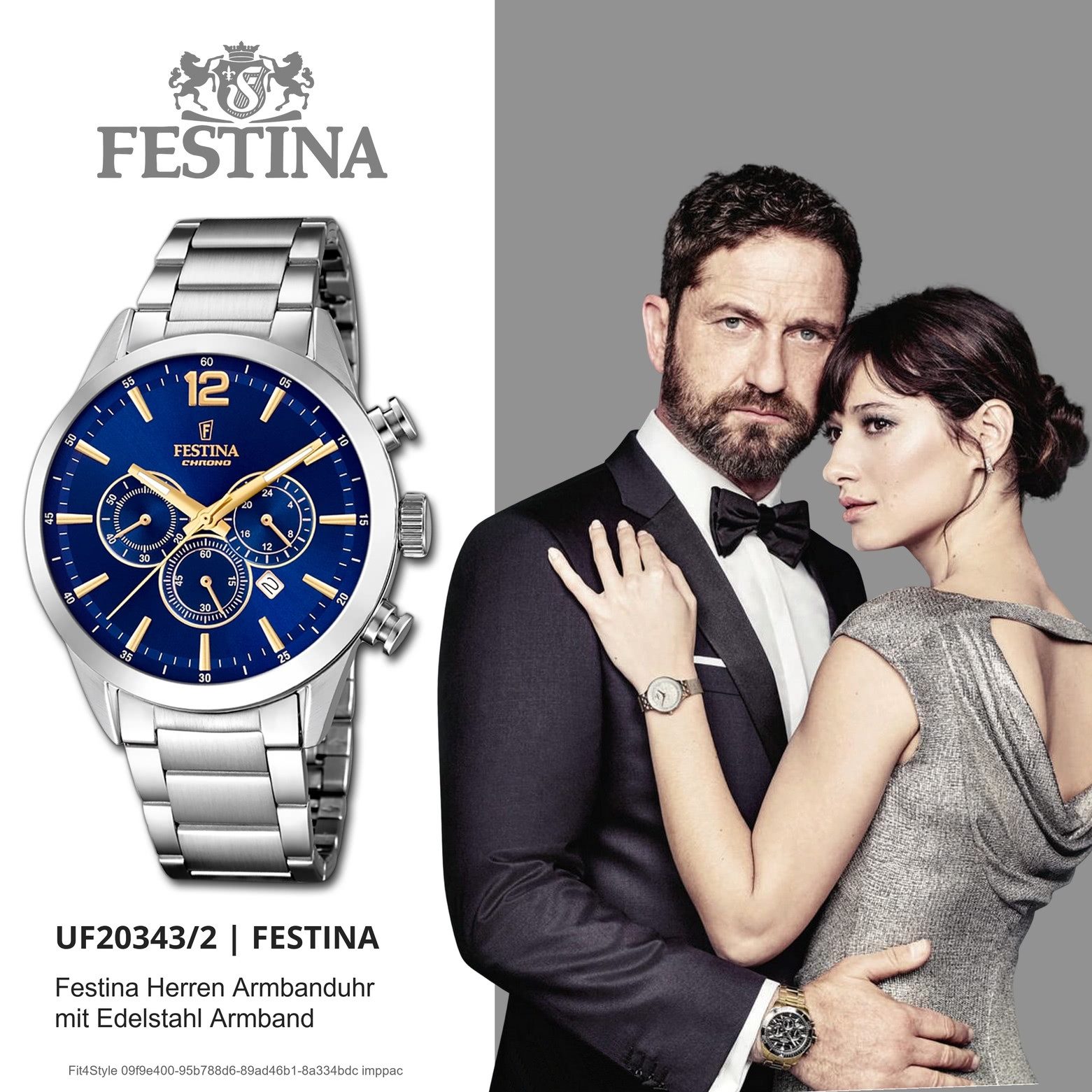 Festina Quarzuhr Festina Herren Uhr F20343/2 Edelstahl, (Chronograph), Herren Armbanduhr rund, Edelstahlarmband silber