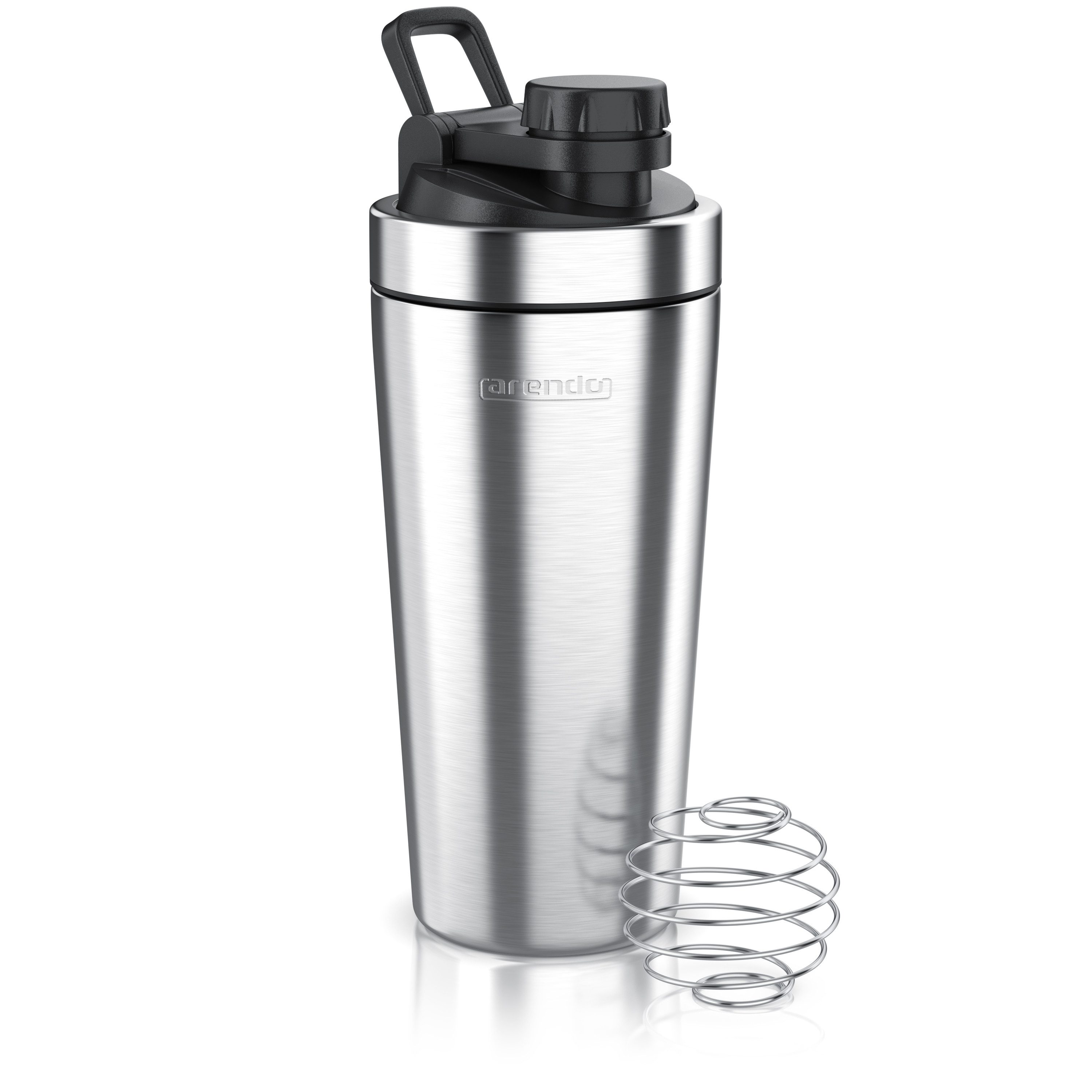 Arendo Protein Shaker Edelstahl Eiweißshaker 750 ml, verschließbar, bruchfest, BPA-frei, Edelstahl, (1-tlg), auslaufsicher, spülmaschinengeeignet, mit Tragegriff und Mixball