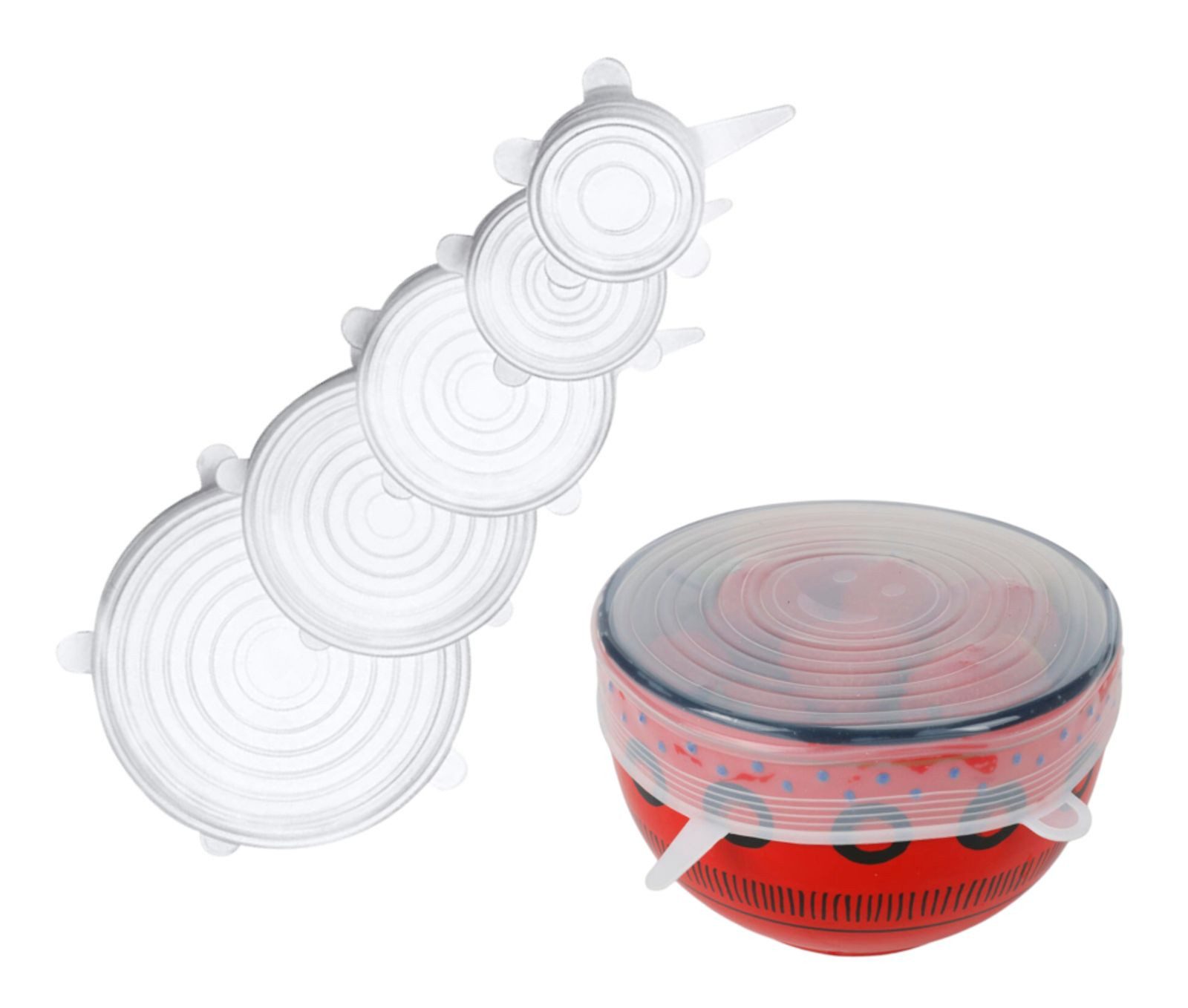 BURI Teedose Silikon-Deckel 5er-Set transparent Frischhaltedeckel wiederverwendbar, Silikon