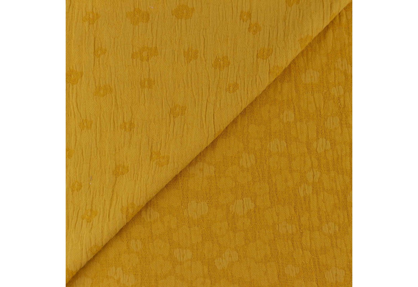 Thumbnail - maDDma Stoff Musselin Jacquard Double Gauze ab 1m x 1,4m Double Face Design, senfgelb