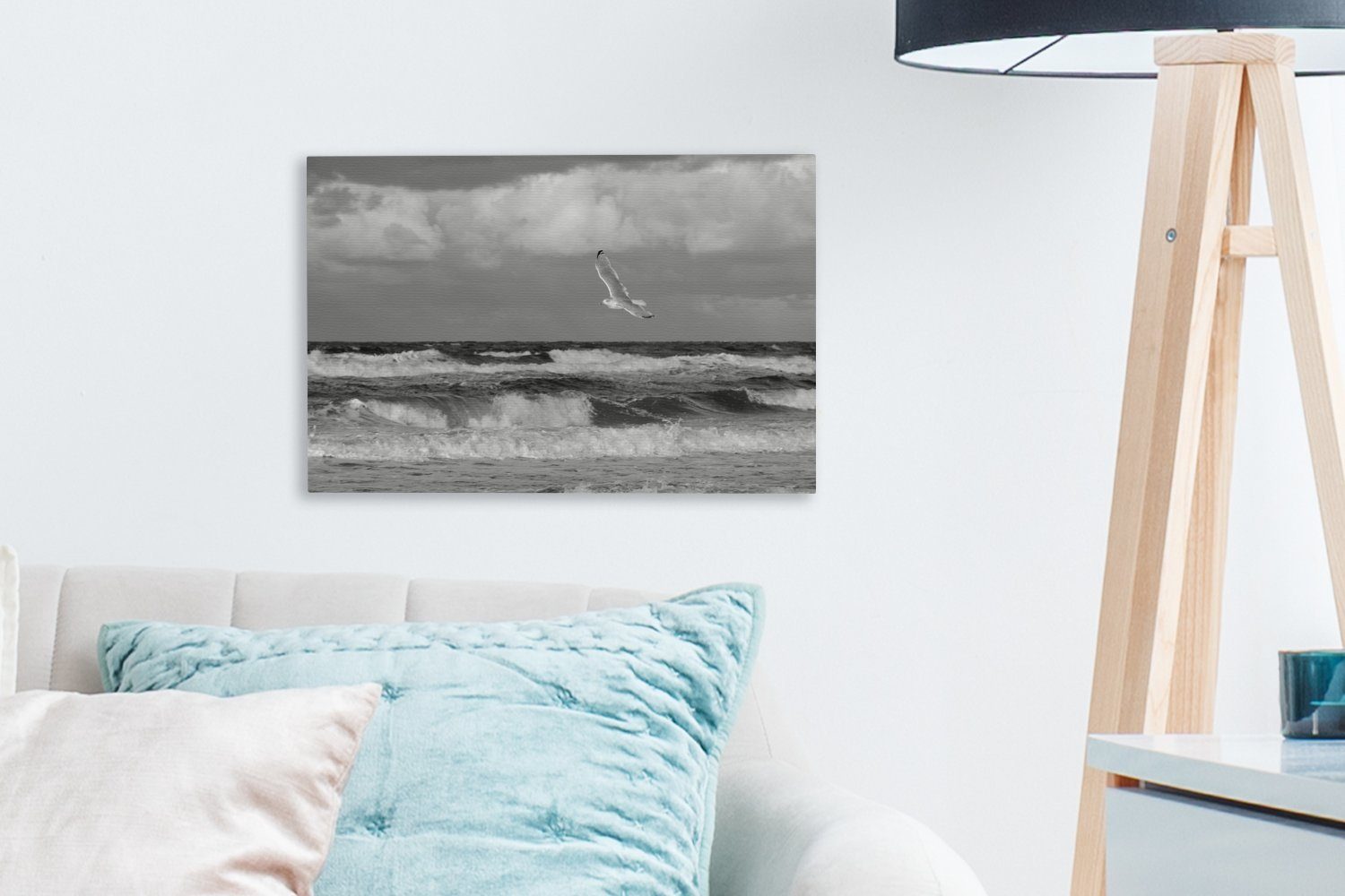 OneMillionCanvasses® Leinwandbild Ostsee - Möwe - Wasser, Fotodruck (1 St), Leinwand Bilder Klein, Wand Dekoration Aesthetic 30x20 cm – Bild 3 von 5