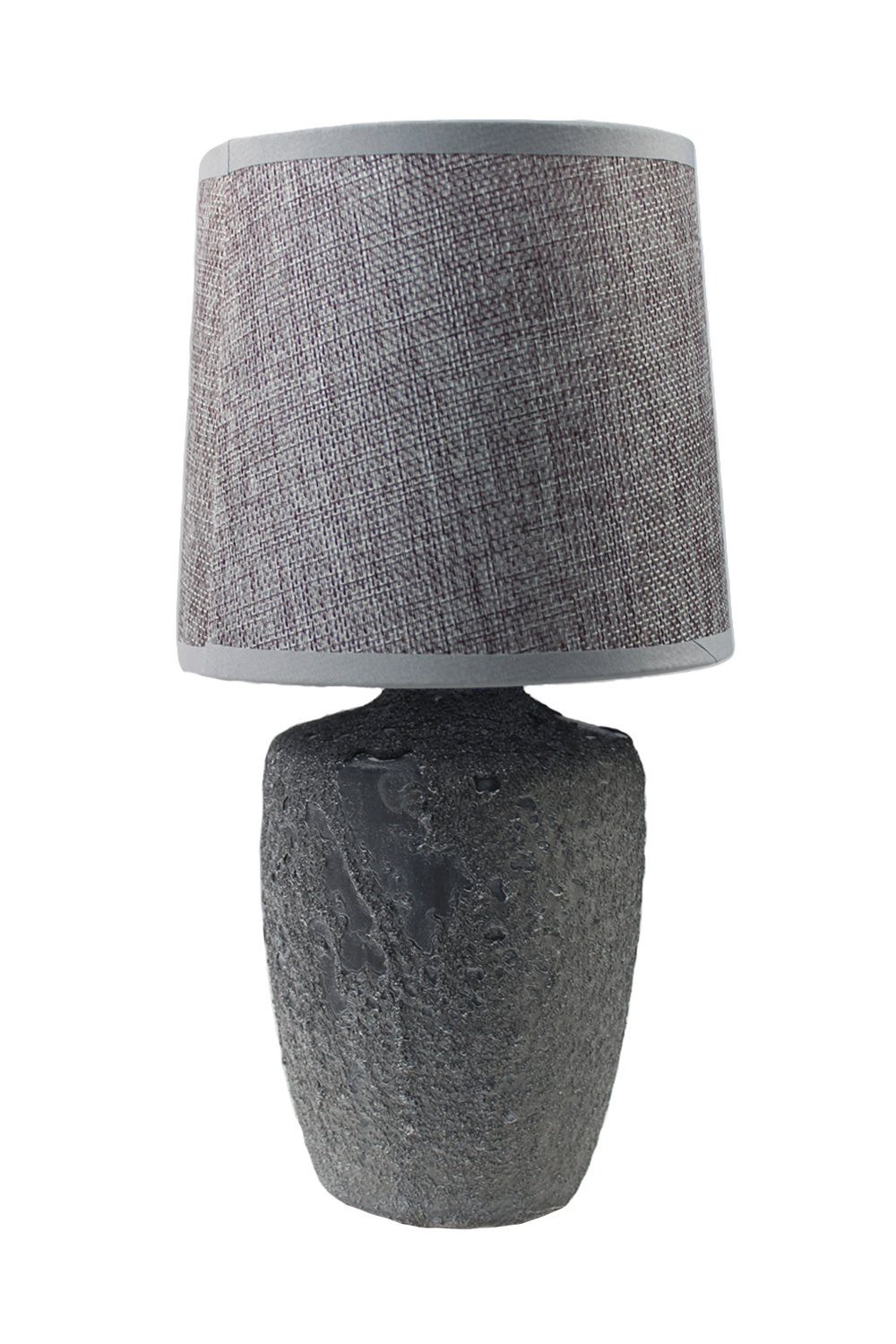 Arnusa Tischleuchte kleine Nachttischlampe Beton Optik 15x30 cm, Ein-/Ausschalter, ohne Leuchtmittel Grau