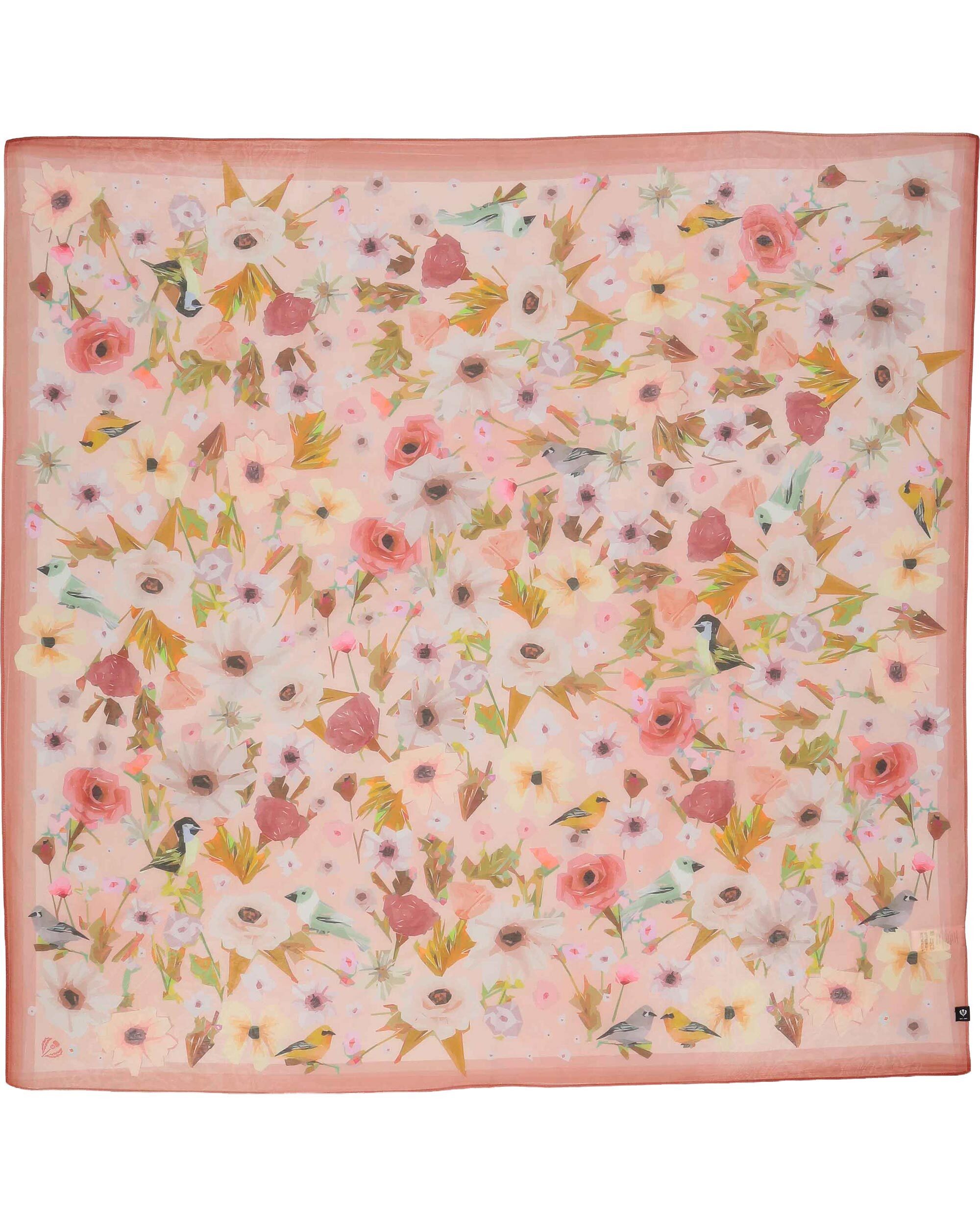 Fraas Modetuch Tuch mit Blüten und Vögeln in Seidenmischung, (keine)