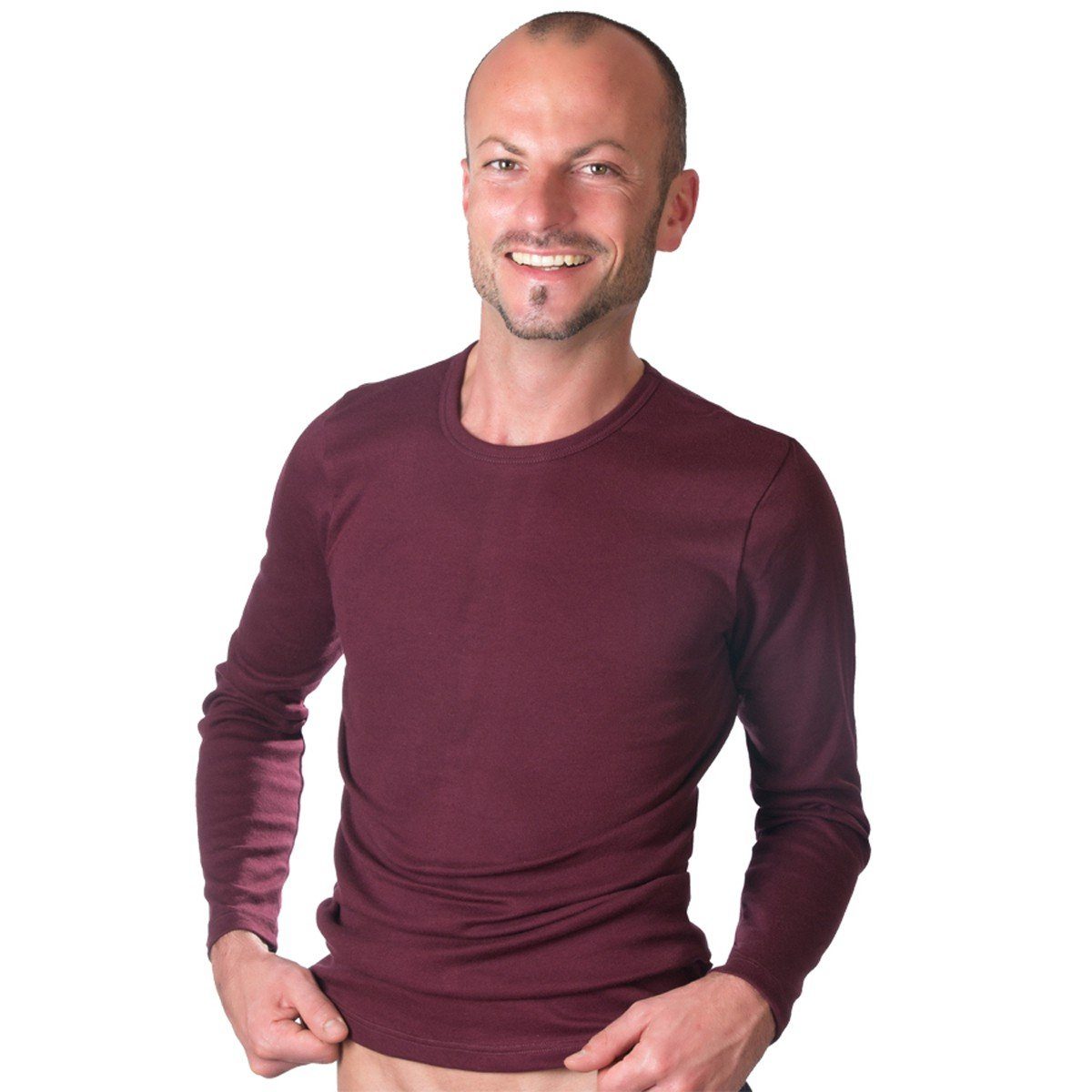 HERMKO Unterziehshirt 3640 Herren langarm Unterhemd aus 100% Bio-Baumwolle, longsleeve Shirt – Bild 5 von 5