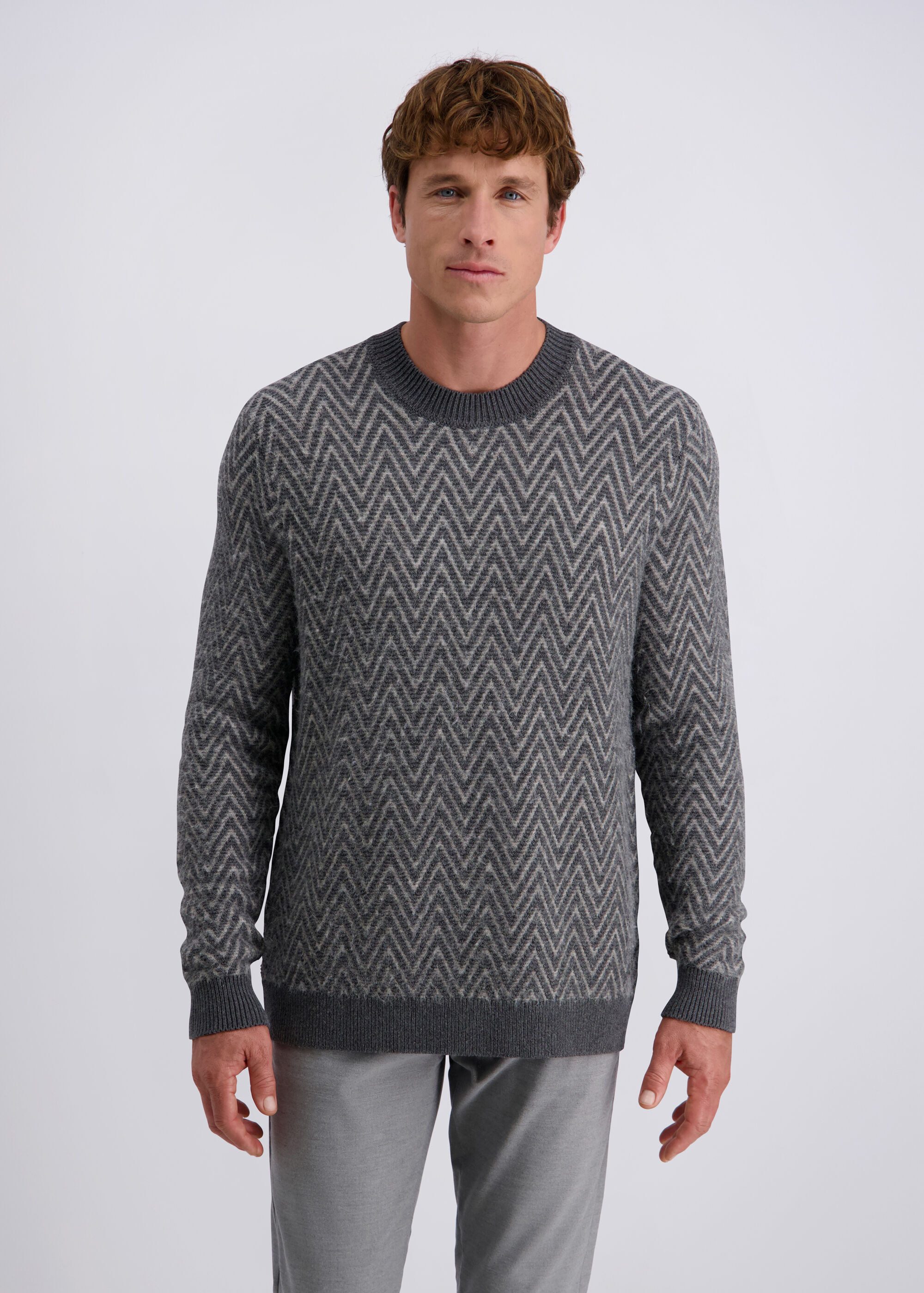 Pierre Cardin Rundhalspullover mit Zickzack-Muster