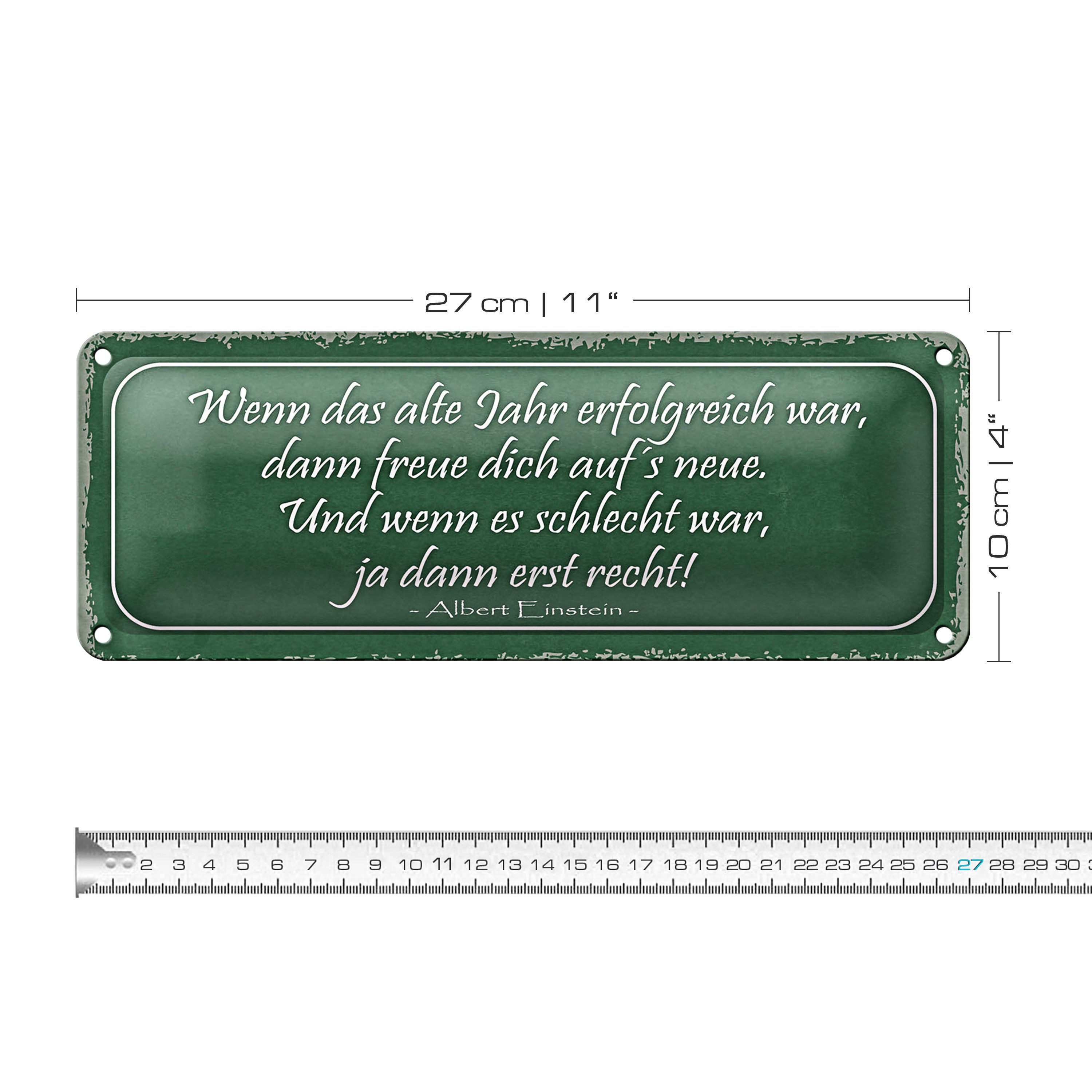 Roomando Metallschild Blechschild Spruch 27x10cm wenn das alte Jahr erfolgreich Dekoration