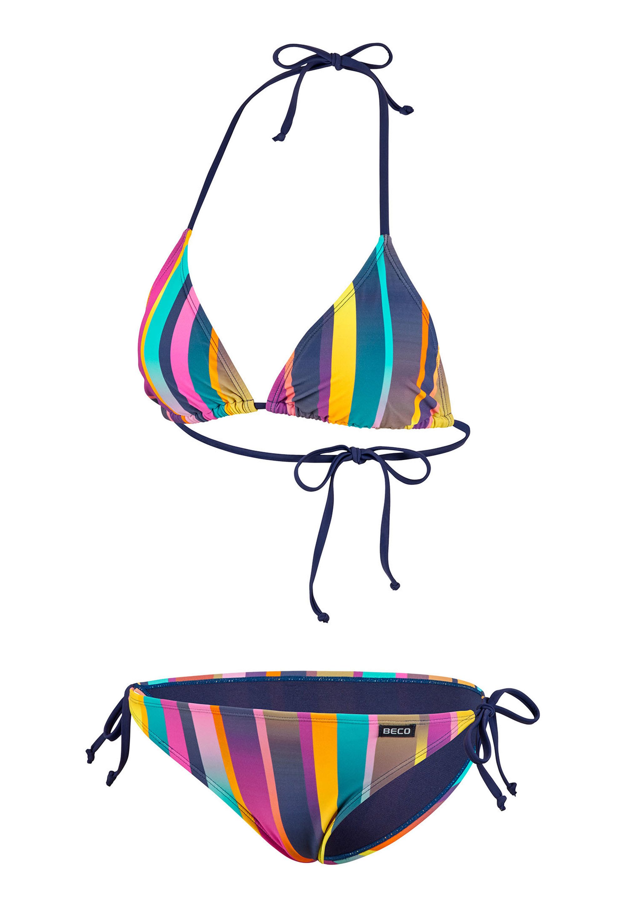 Beco Beermann Triangel-Bikini-Top Summer Stripes, in leuchtenden Regenbogenfarben – Bild 2 von 5