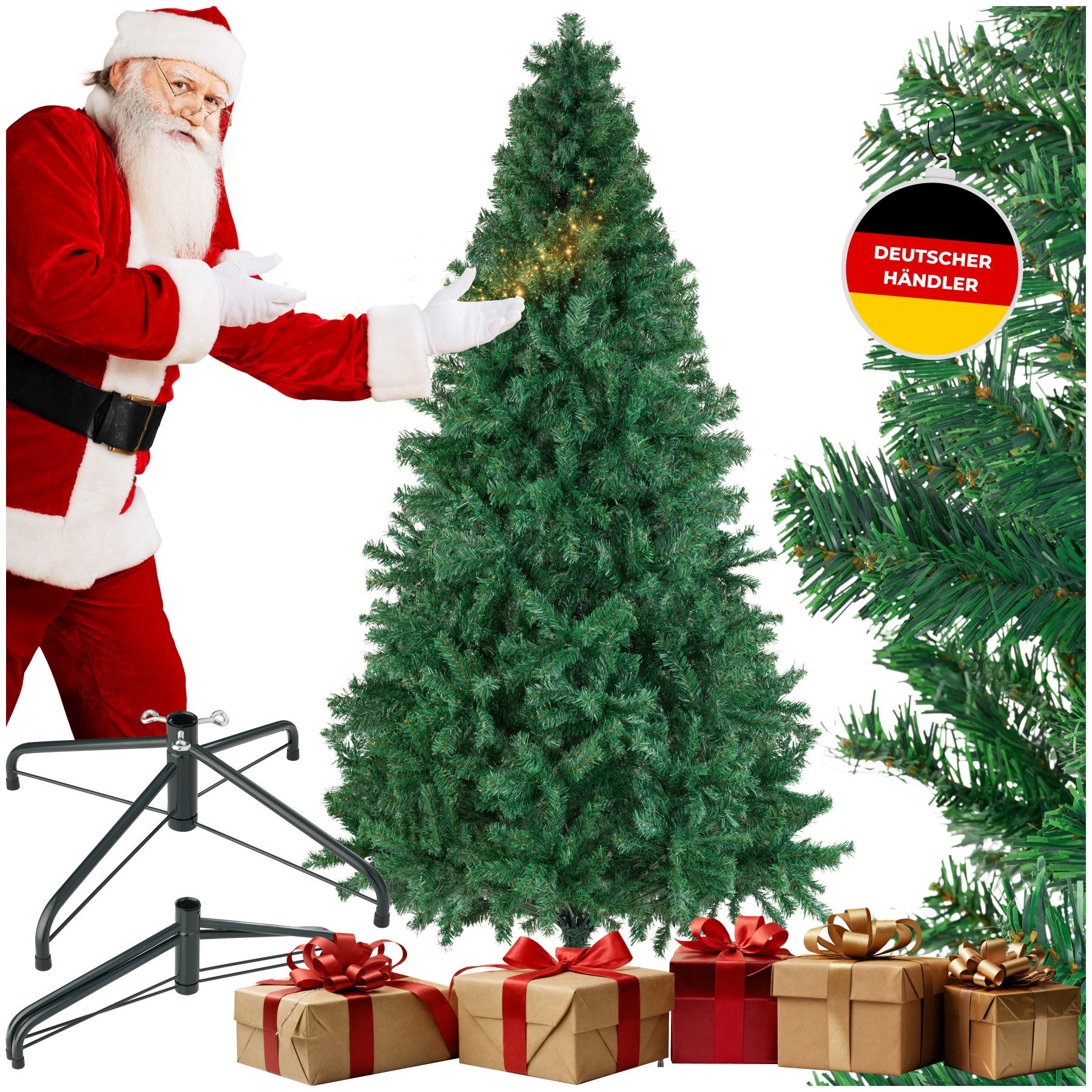 tectake Künstlicher Weihnachtsbaum Künstlicher Christbaum Naturgetreue Optik Tannenbaum, Undekorierter/Unbeleuchteter Baum, künstlich in Grün, mit dichten Nadeln