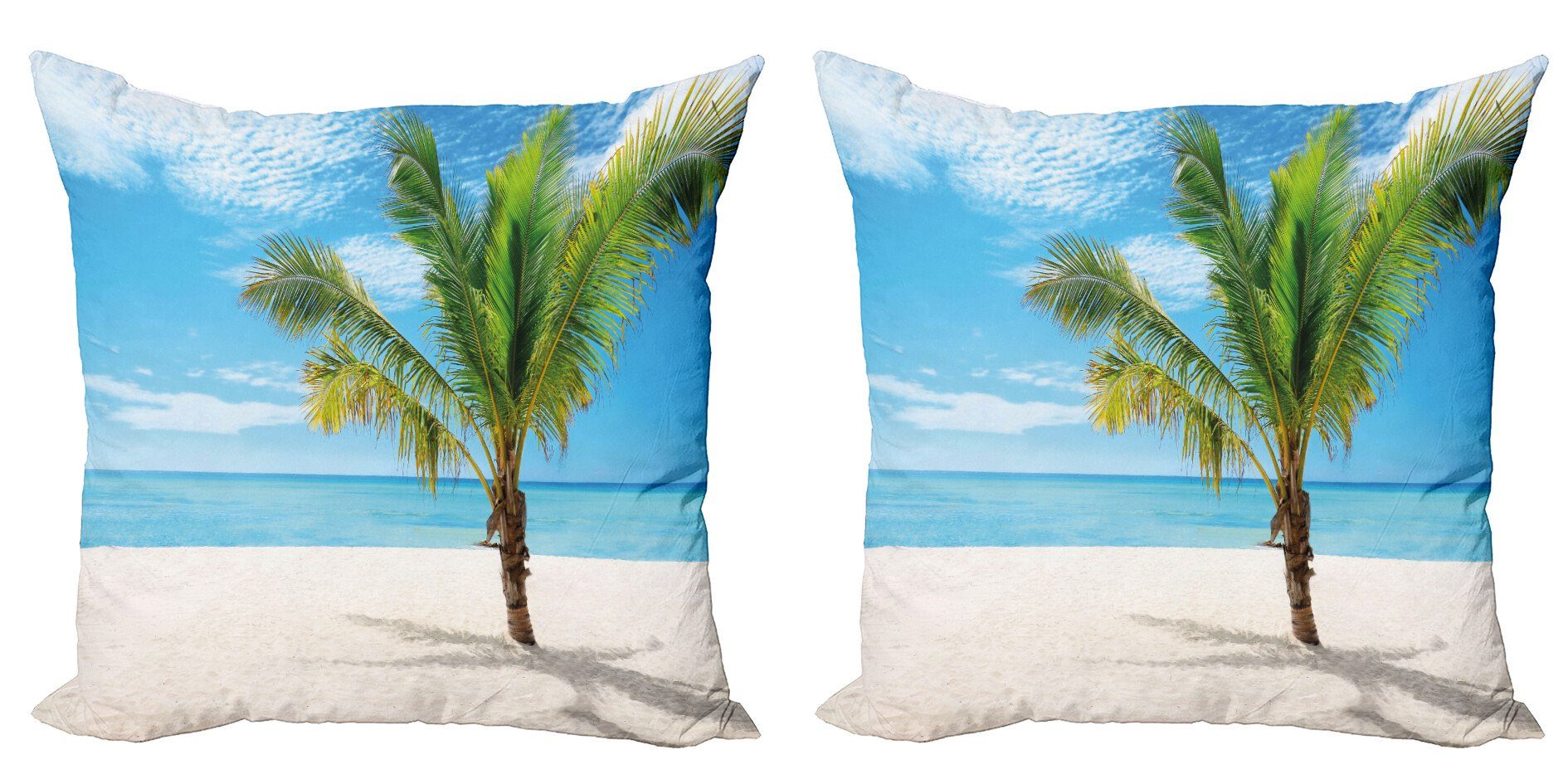 Kissenbezüge Modern Accent Doppelseitiger Digitaldruck, Abakuhaus (2 Stück), Tropisch Kokospalme am Strand