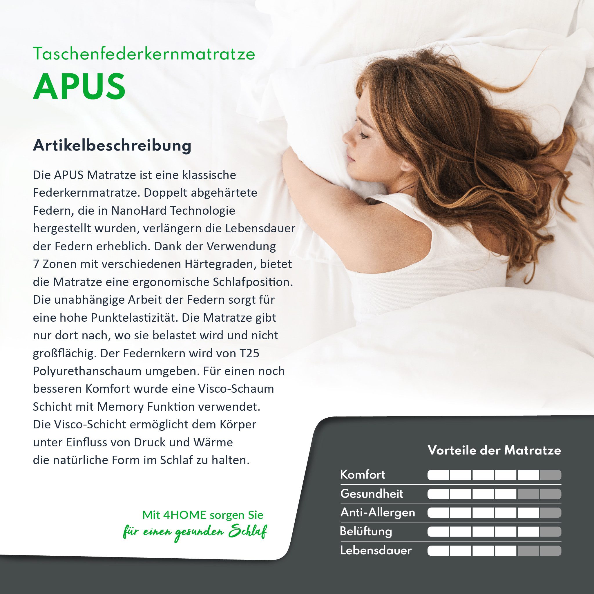 Taschenfederkernmatratze APUS Matratze 90x200, 140x200, 160x200, günstig online kaufen