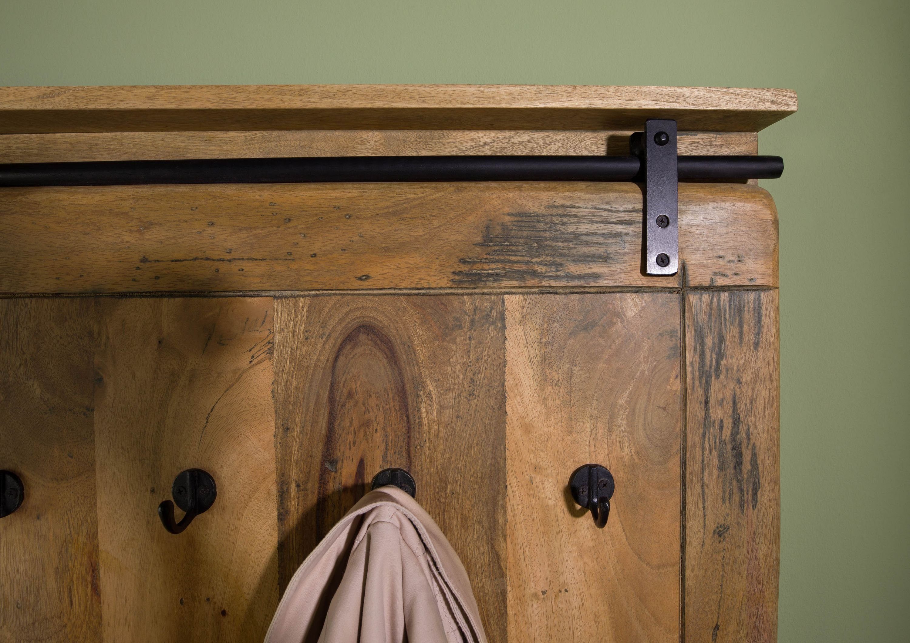 Massivmoebel24 Wandgarderobe RAILWAY (Wandgarderobe Mango 100x8x190 natur lackiert RAILWAY #1008), Wandgarderobe Mango 100x8x190 natur lackiert RAILWAY #1008