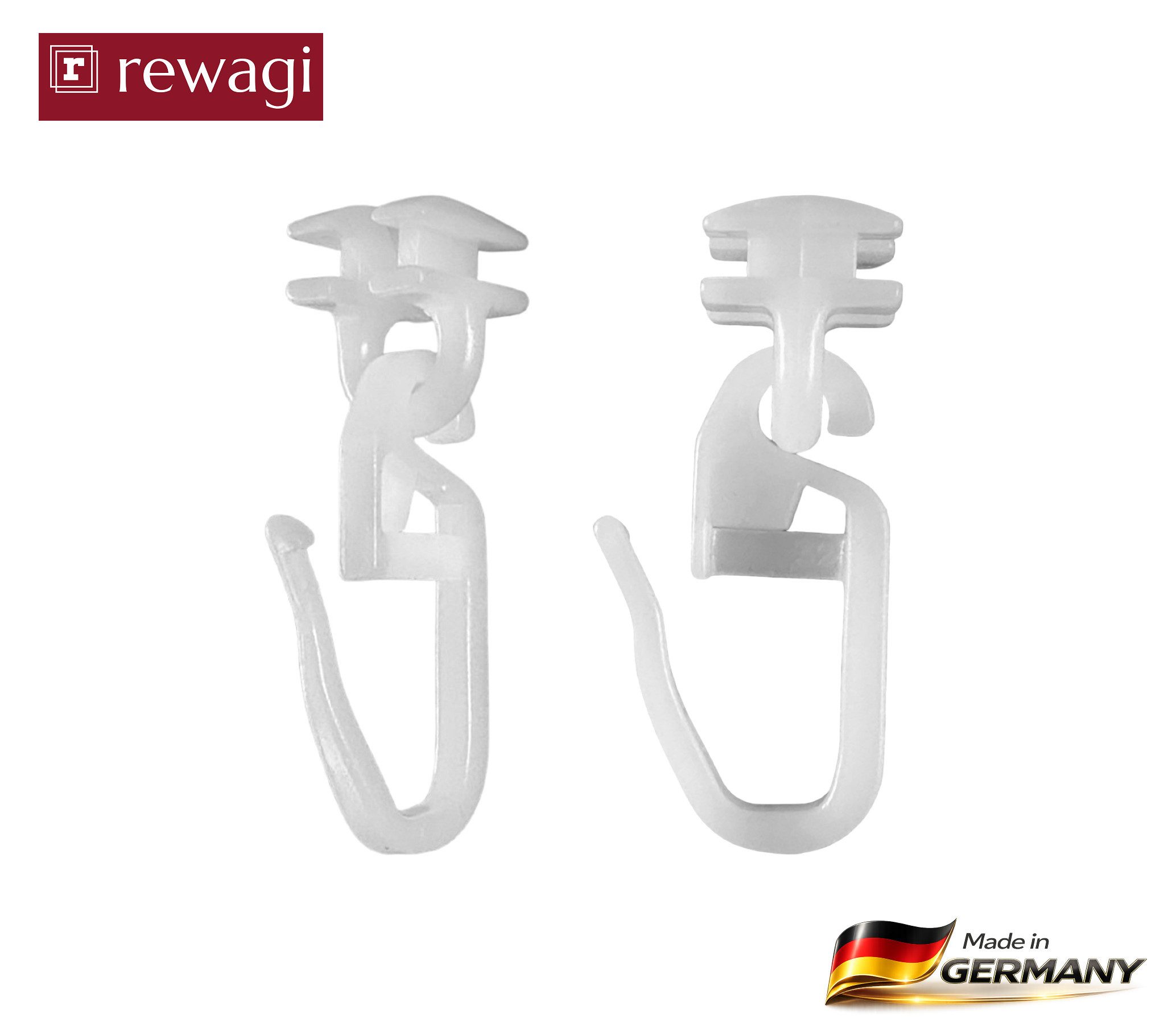 rewagi Gardinengleiter Universal Gleiter GON-H + Faltenhaken 6 mm Schiene 200er