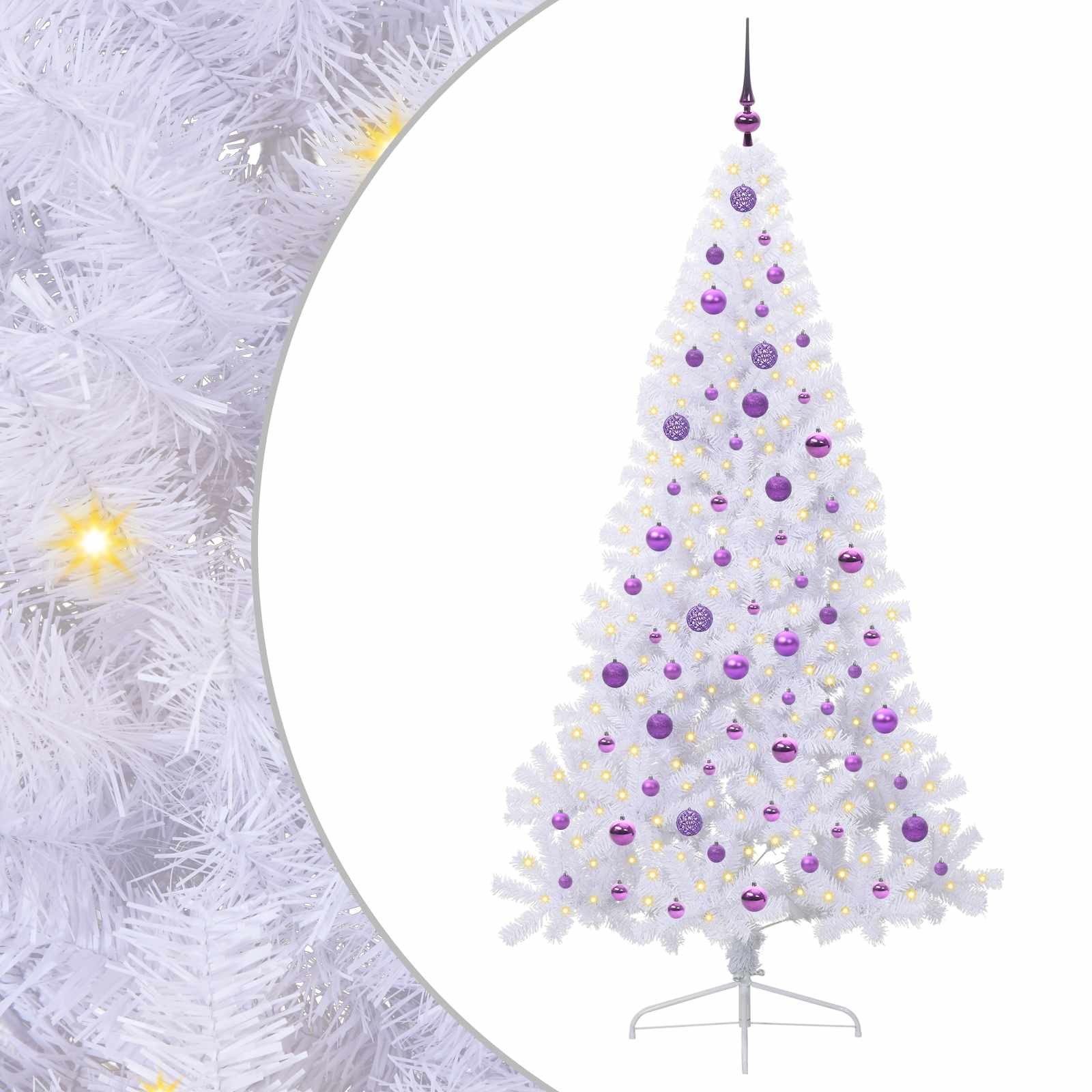vidaXL Künstlicher Weihnachtsbaum Künstlicher Weihnachtsbaum Weiß 210 cm PVC und Stahl