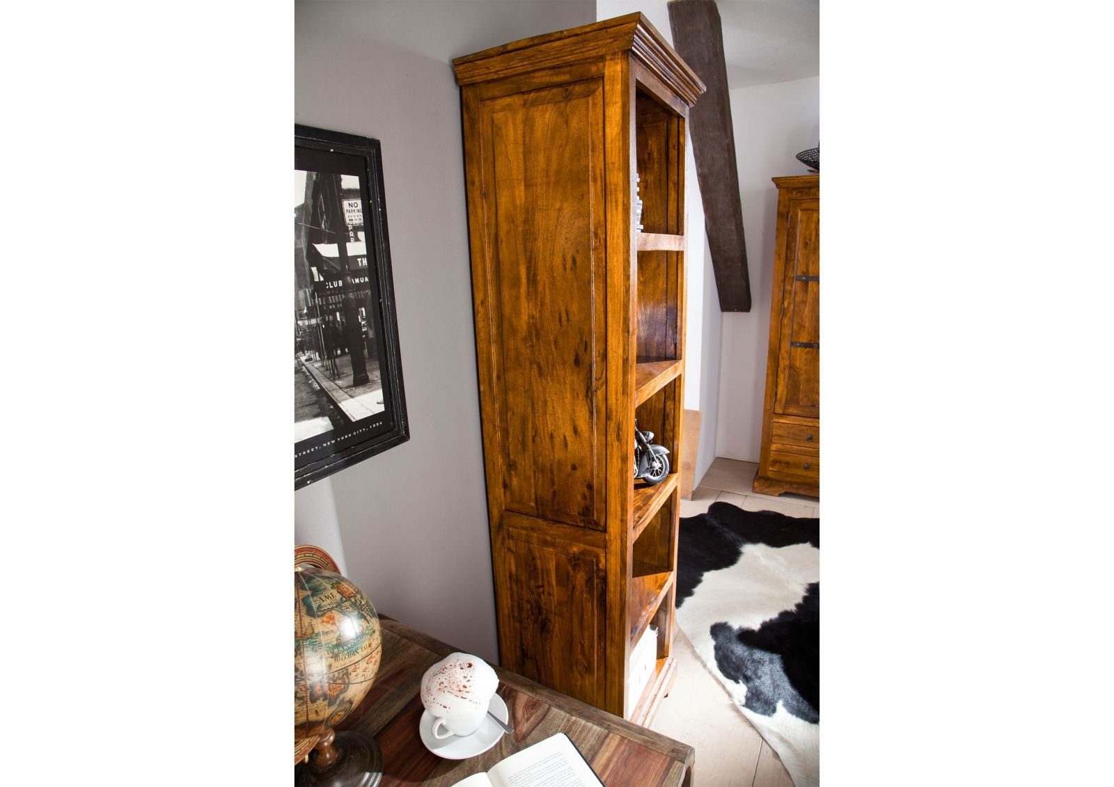 Massivmoebel24 Bücherregal OXFORD, 1-tlg., Regal Akazie 54x44x195 honig lackiert OXFORD #0441